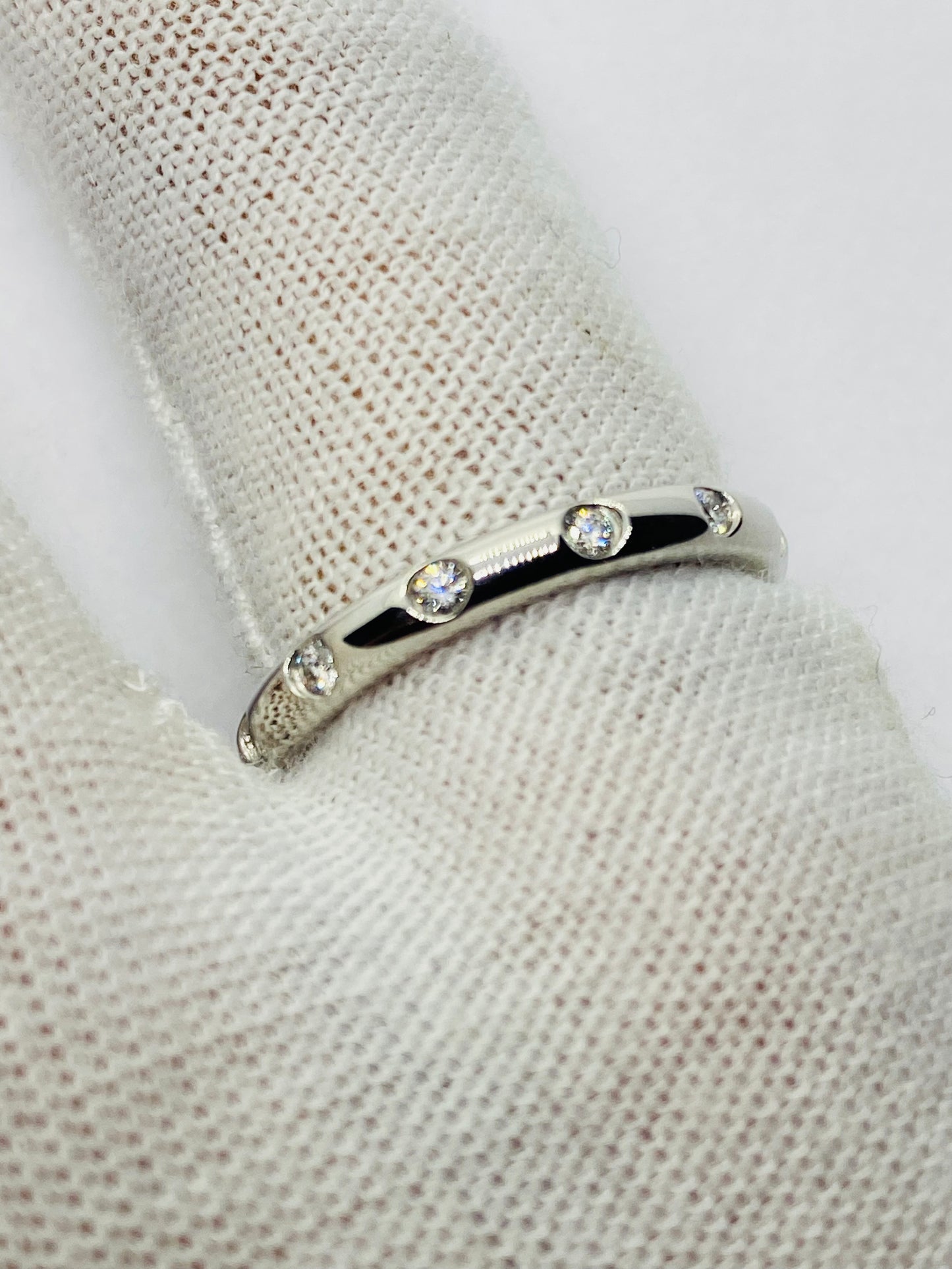 Tiffany & Co. Etoile Platinum Diamond Wedding Band Eternity, .36 TCW Box! Size 5