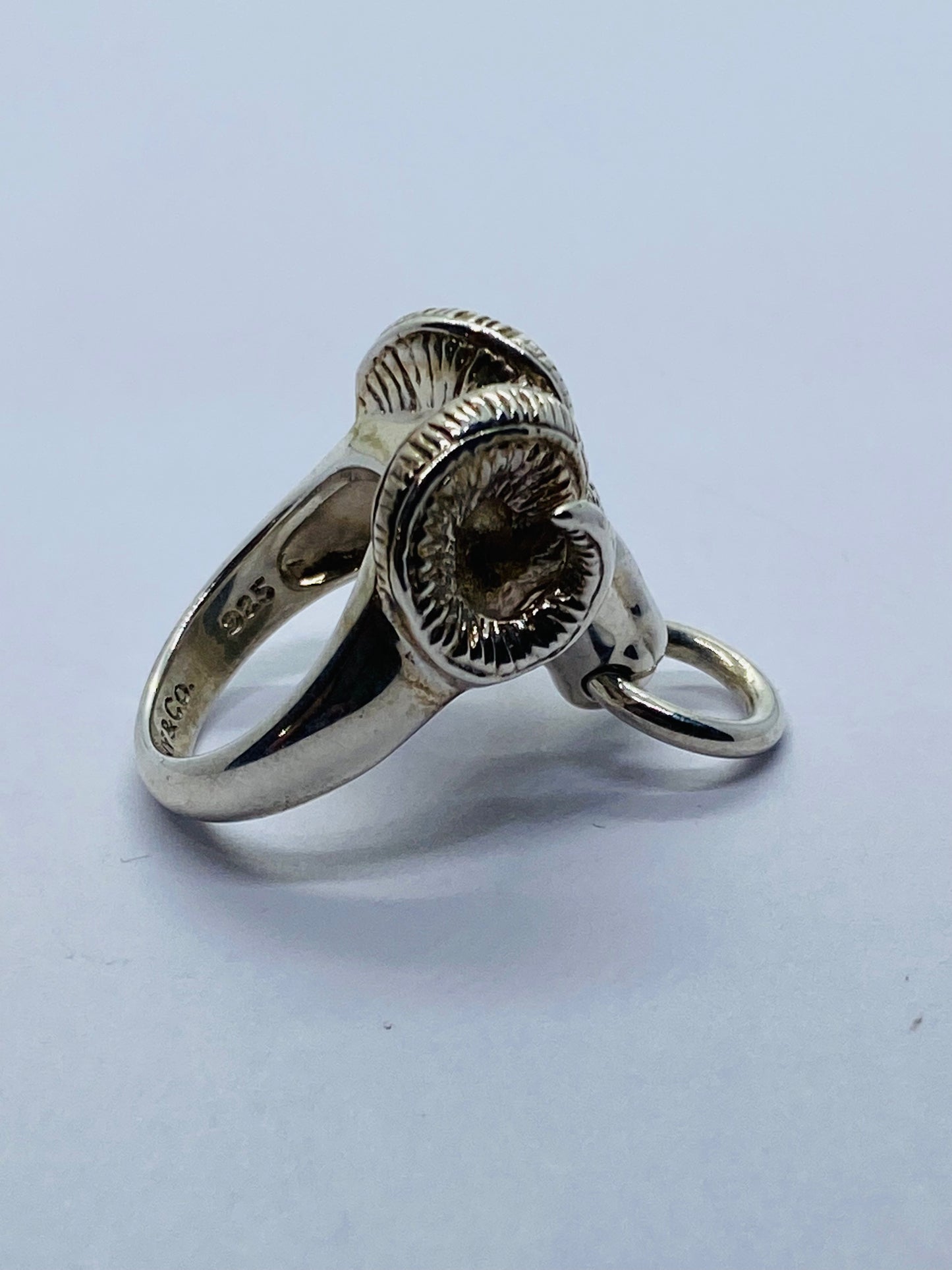 Tiffany & Co. 1995 Ram Door Knocker Mouflon Zodiac Aries Ring Sterling Silver