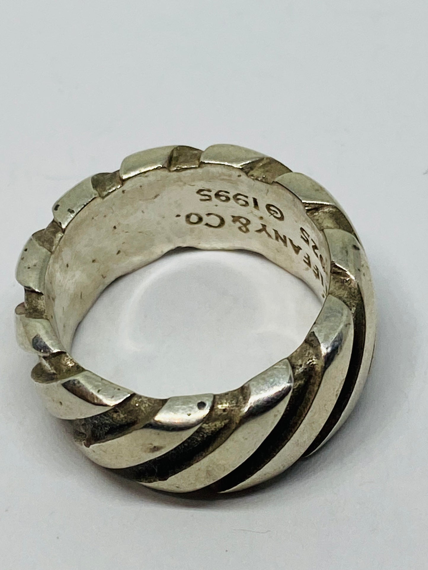 TIFFANY & CO STERLING SILVER 1995 ATLAS TWIST GROOVE STRIPE WIDE BAND Size 4