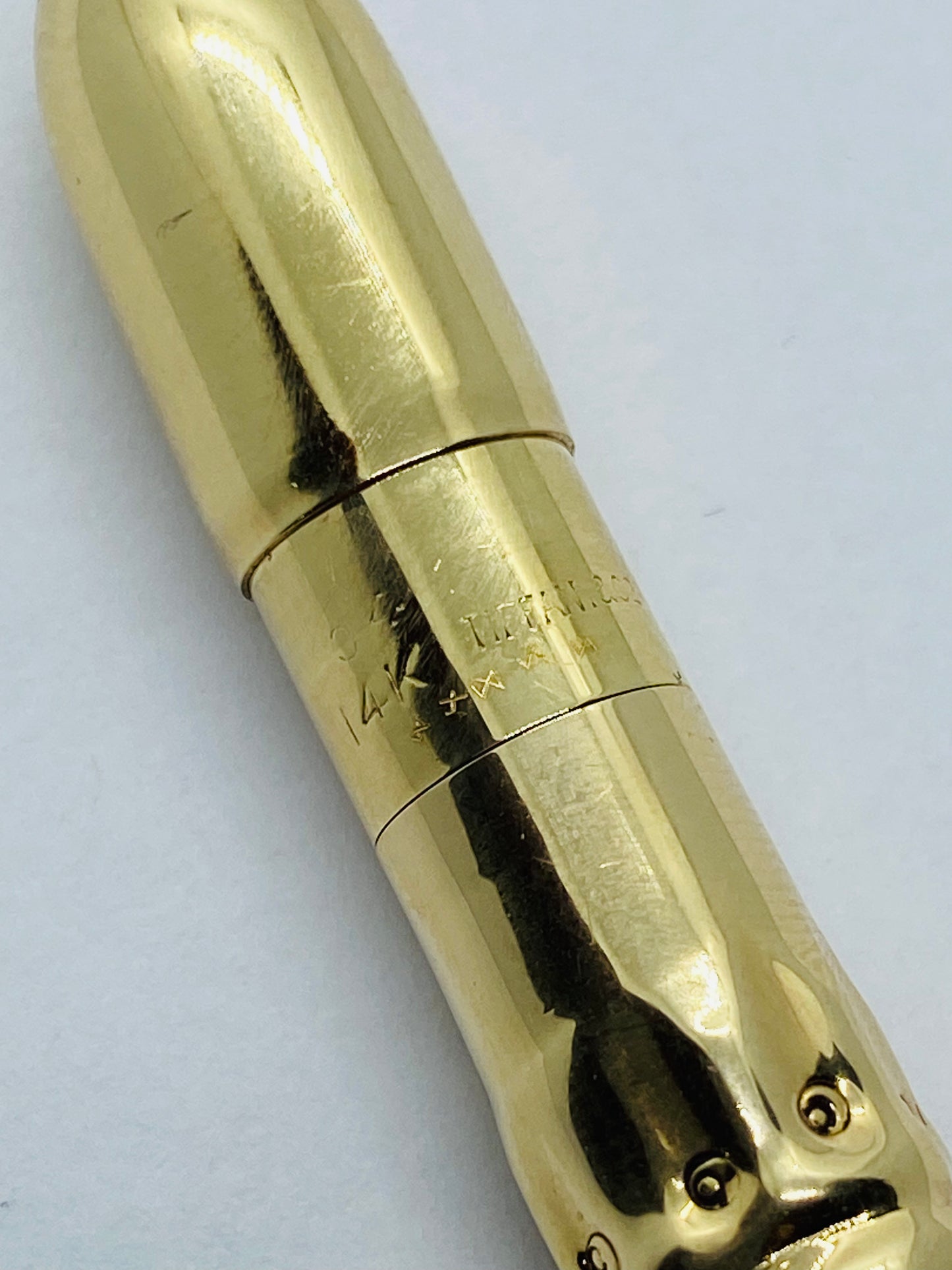 Tiffany Co 14k Vintage Bamboo Pen Brush Original Box Makeup Rare Vintage 18 Gram