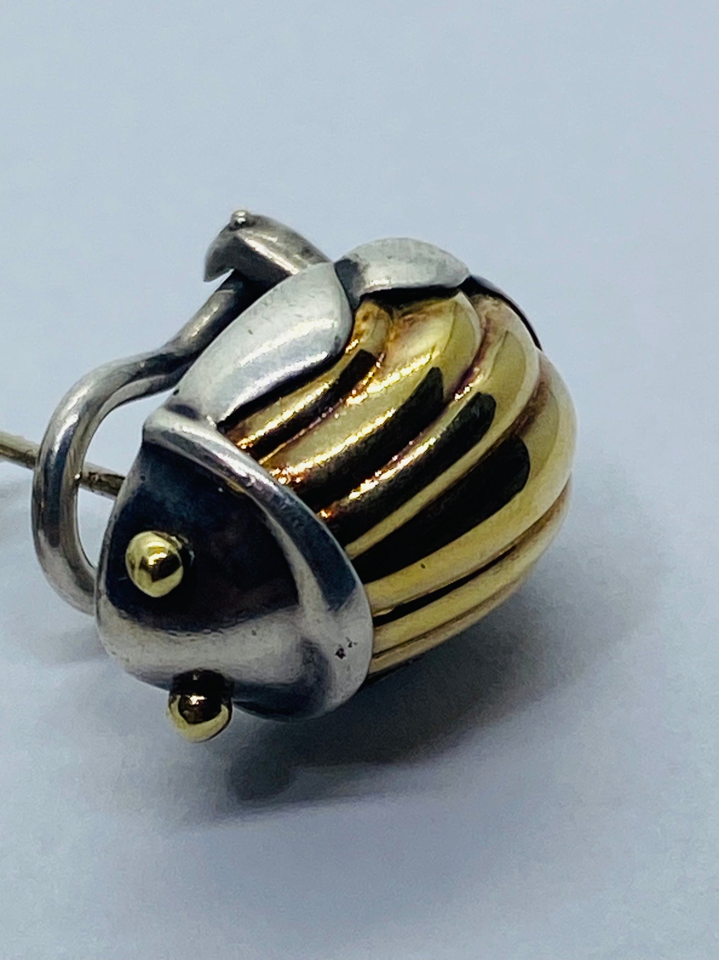 Tiffany & Co 1993 SCARAB Sterling Silver 18k Yellow Gold Body Pierced Earrings