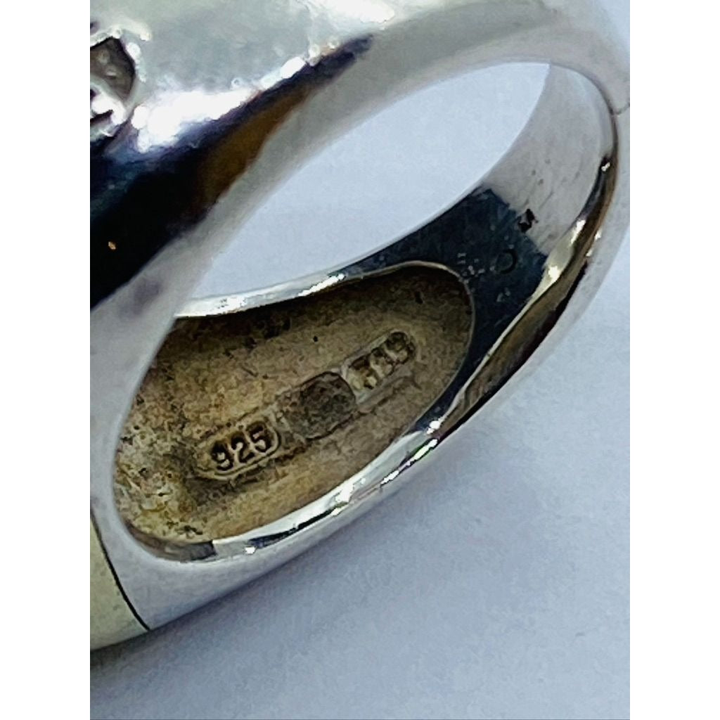 David Yurman18K Sterling Silver Carved Mother Of Pearl Ring Size 6