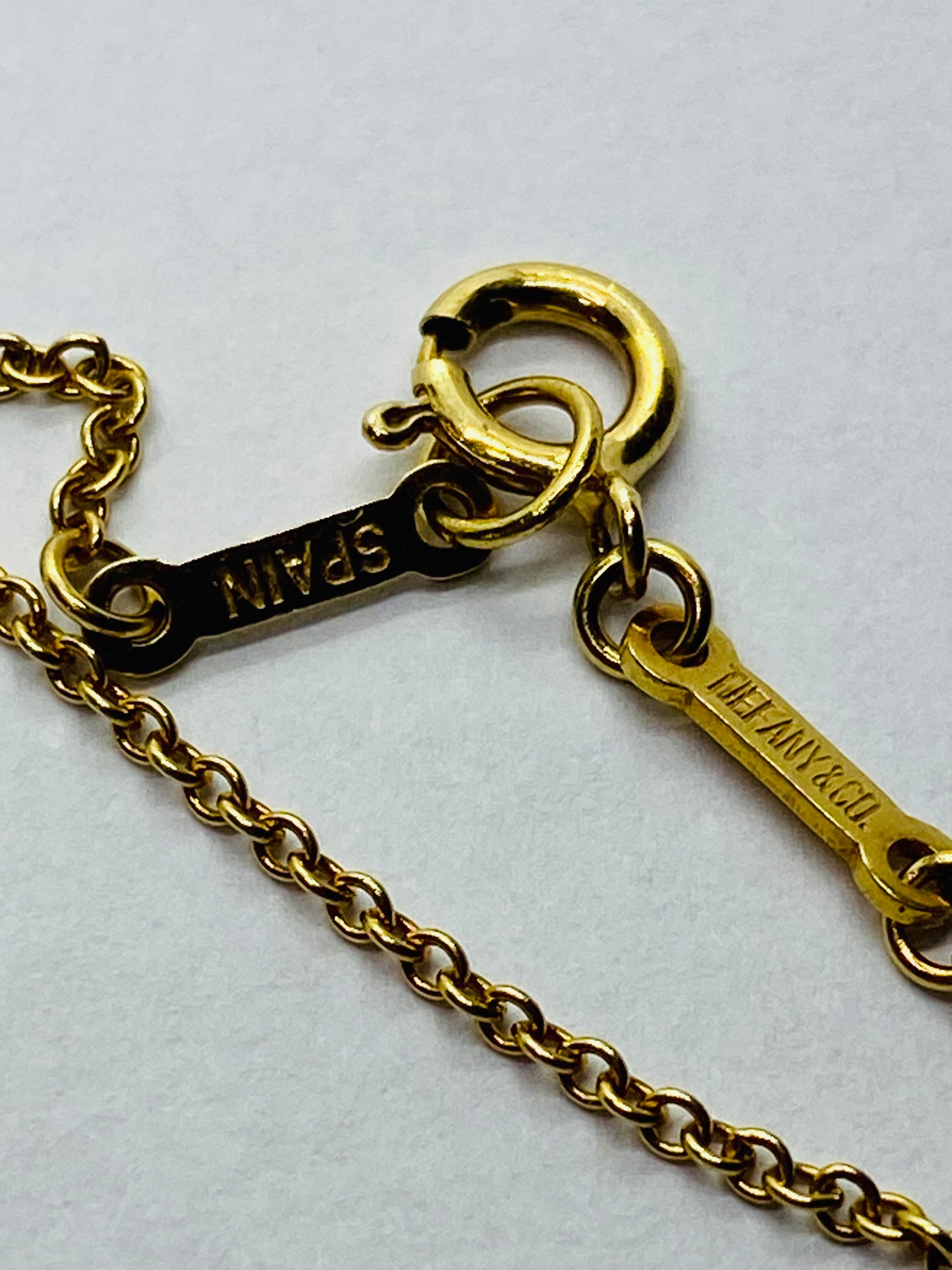 TIFFANY & CO 18K YELLOW GOLD DIAMOND KEY PENDANT WITH NECKLACE 18.5” LONG