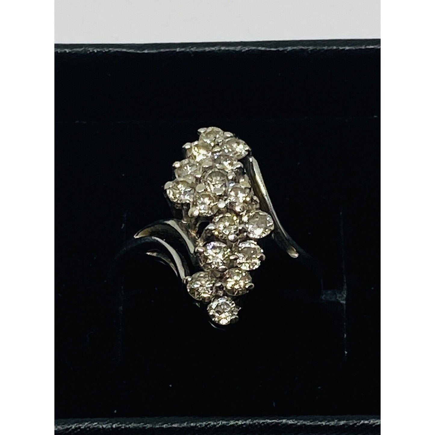 Vintage Estate 14k White Gold 1.28CTW Diamond Cluster Ring, Size 7.25