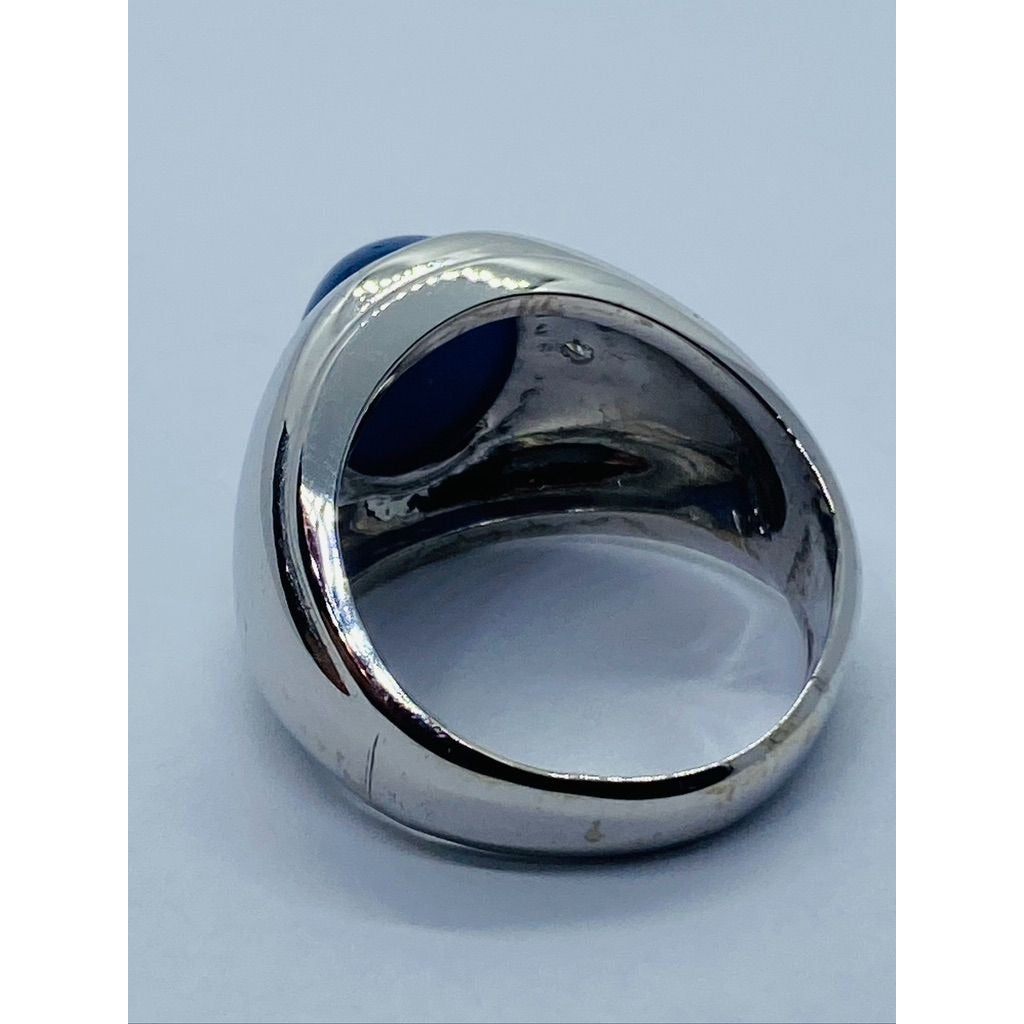 Heavy 14K white gold 4.25CTW VS/F diamond/10.5 X 8.5mm Star sapphire ring size 6