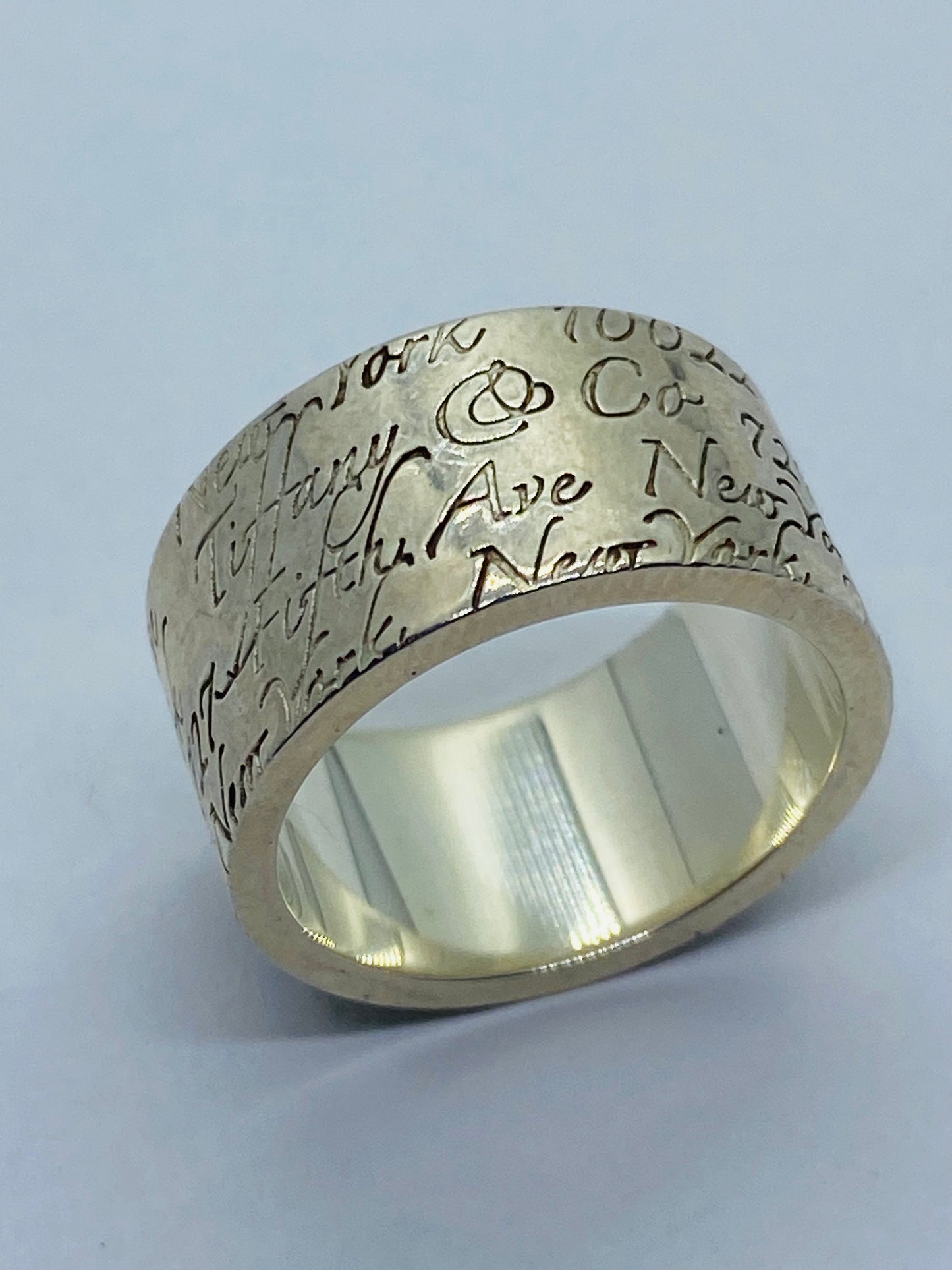 Tiffany & Co Silver Wide Notes Fifth Ave Ring Size 6.