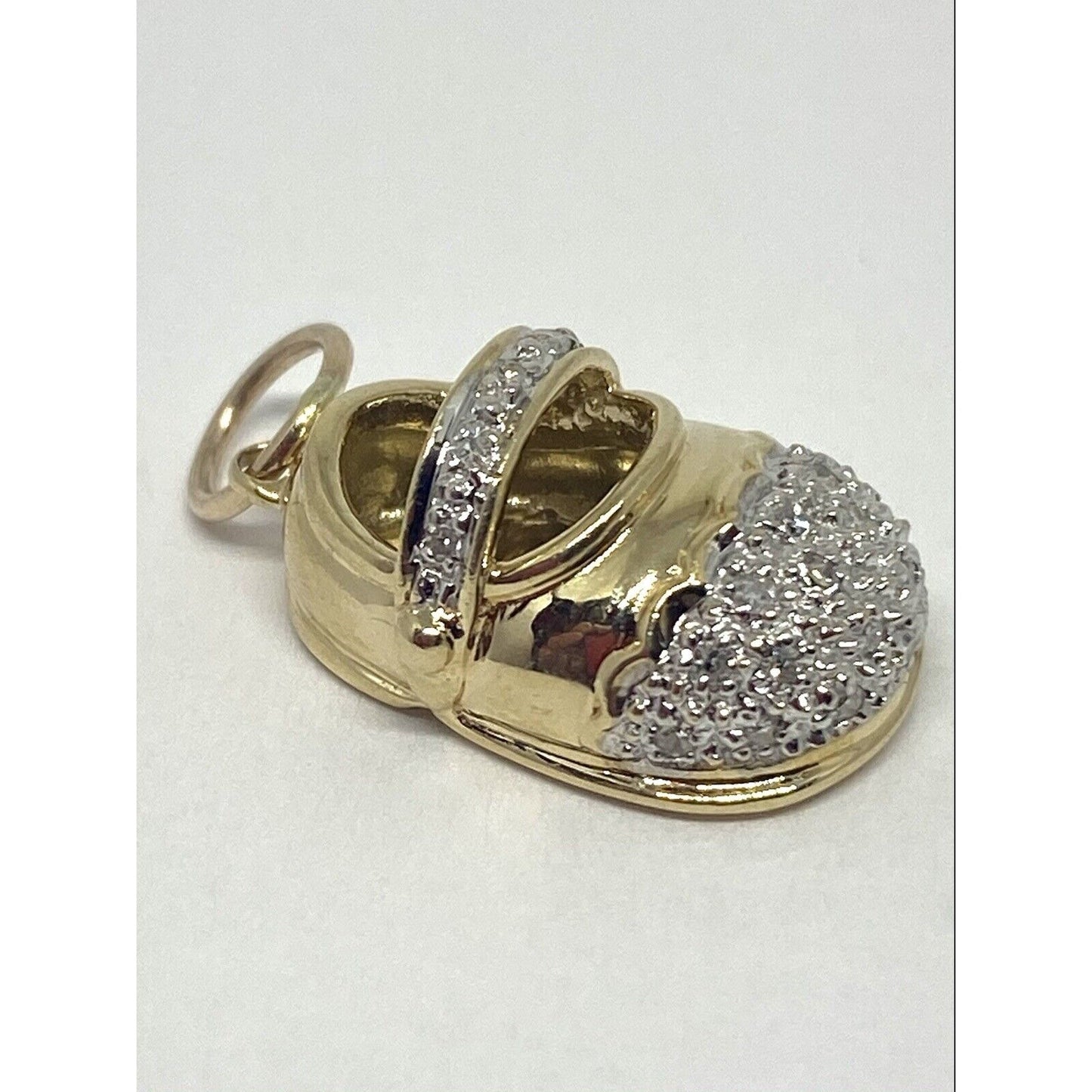 14k Yellow Gold Diamond Sandal Shoe Pendant Charm