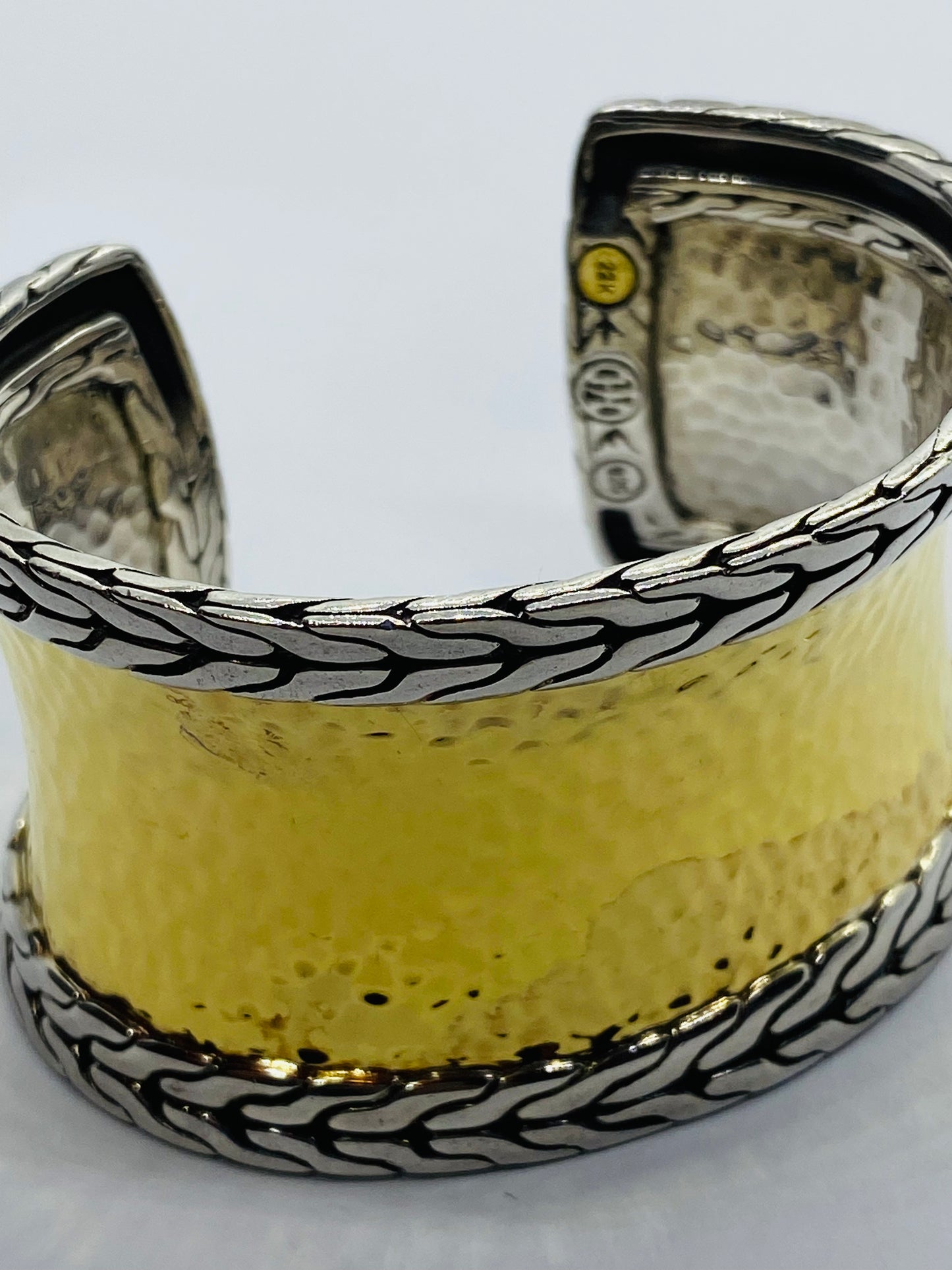 John Hardy Palu 1.5" Wide 22k Gold Sterling Silver Palu 6.5" Bracelet Cuff