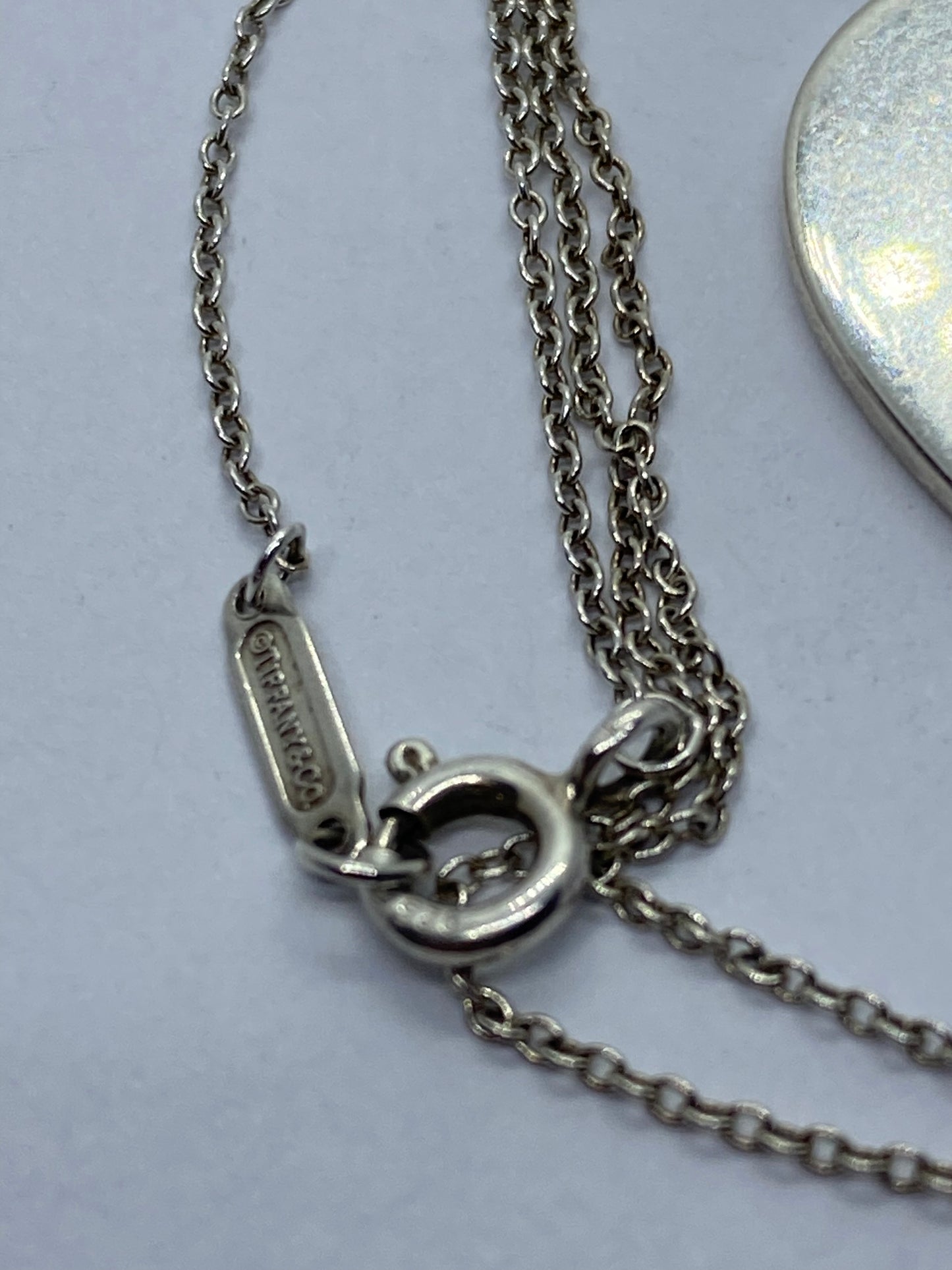 Tiffany & Co Silver Alphabet A Heart Charm Pendant Necklace 18” Long