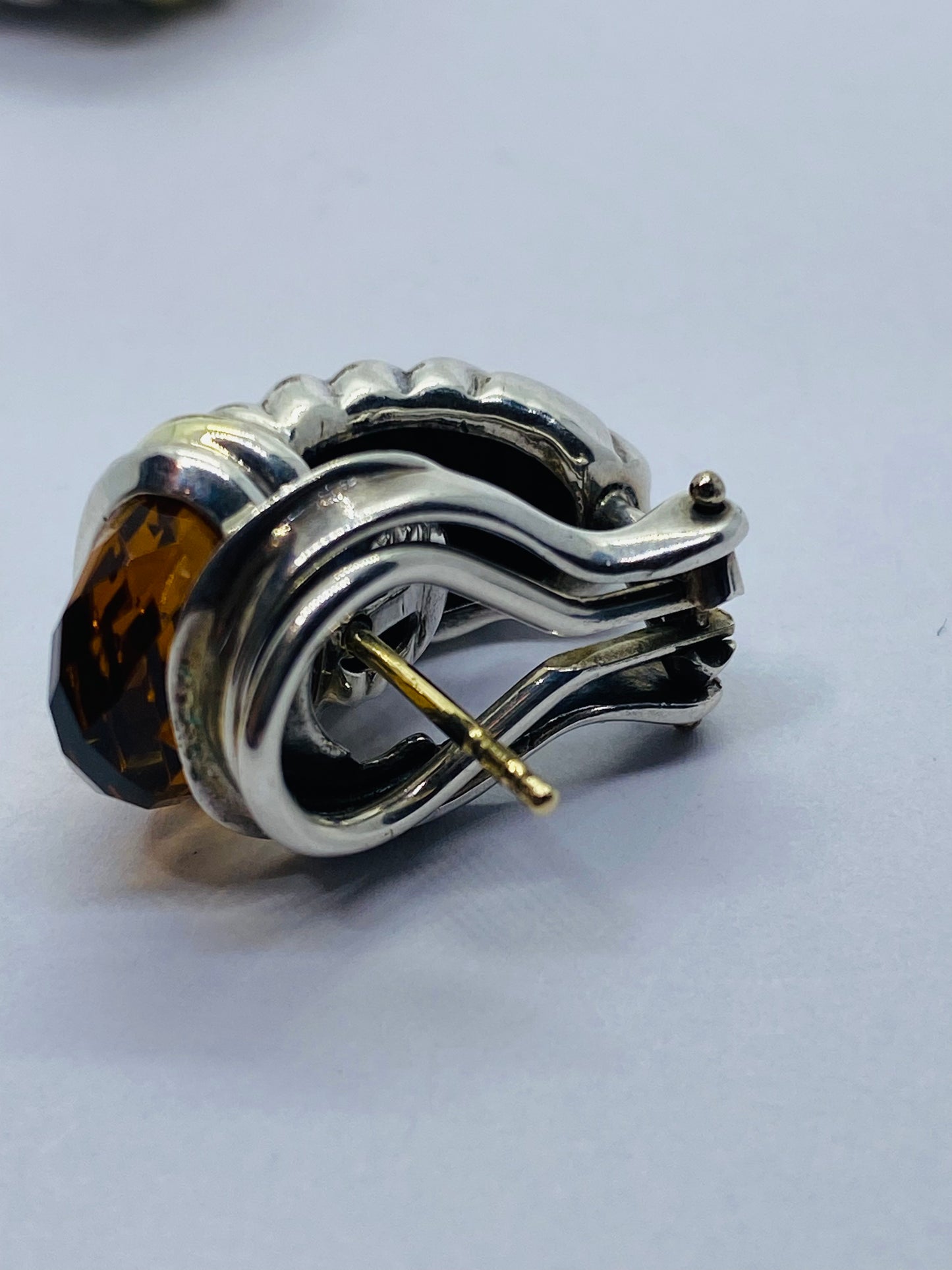 David Yurman 14K gold sterling citrine tourmaline shrimp renaissance earrings