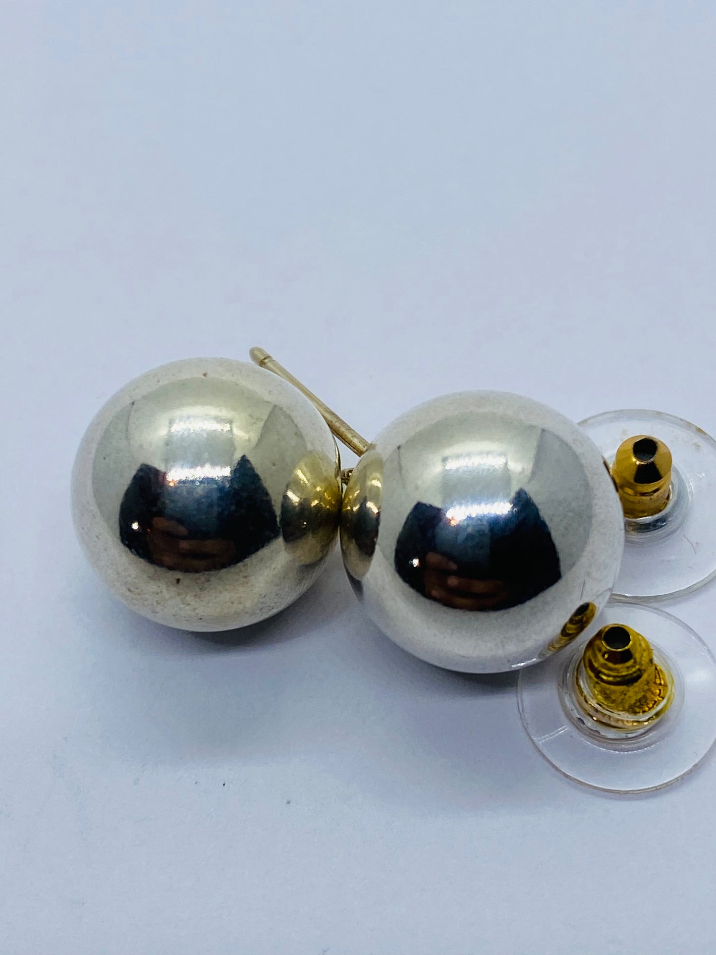Retired 14mm Tiffany & Co Sterling Silver Ball Stud Earrings. read.