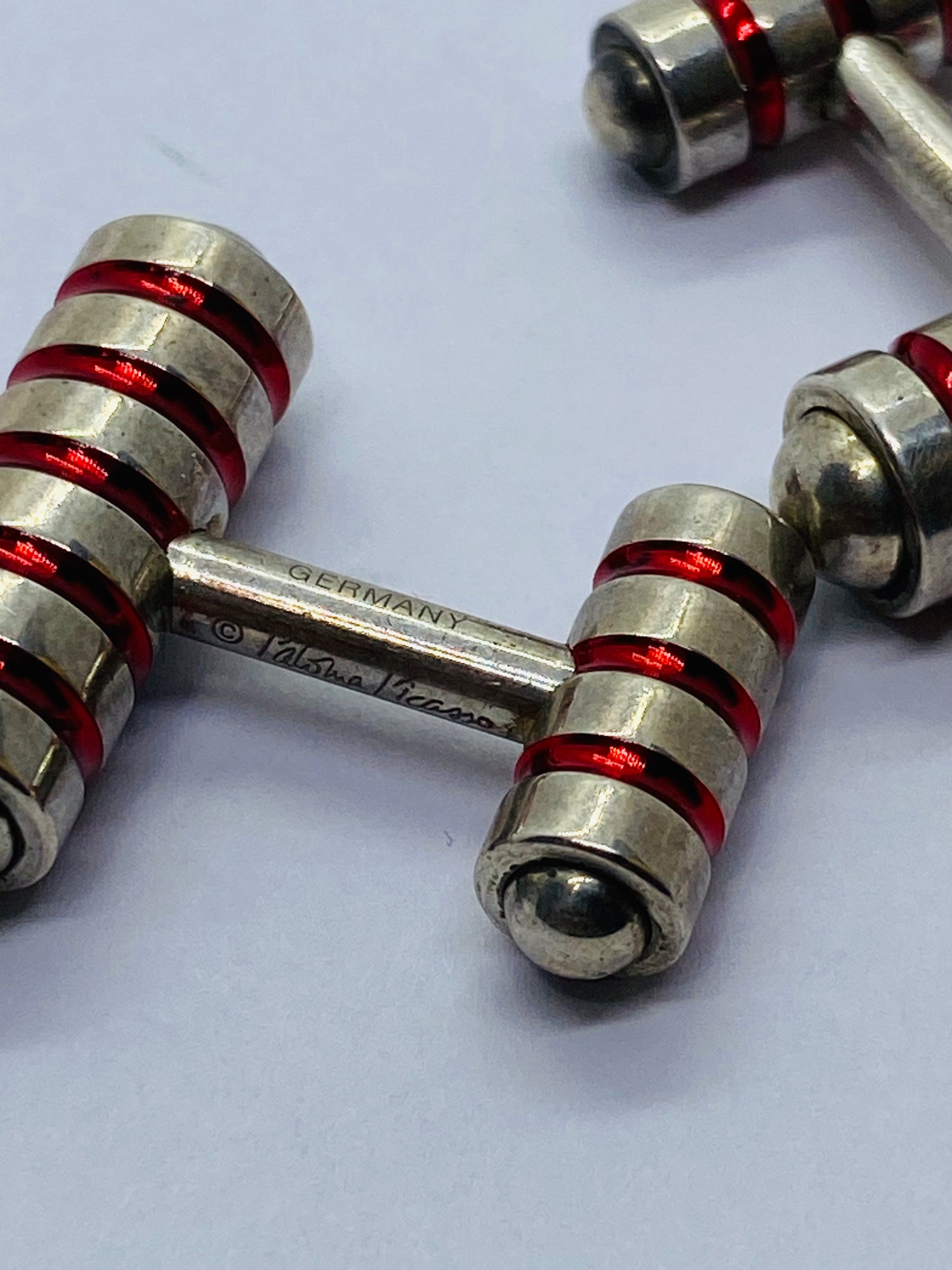 Tiffany & Co Paloma Picasso Sterling Silver Cobalt Red Enamel Cuff Links