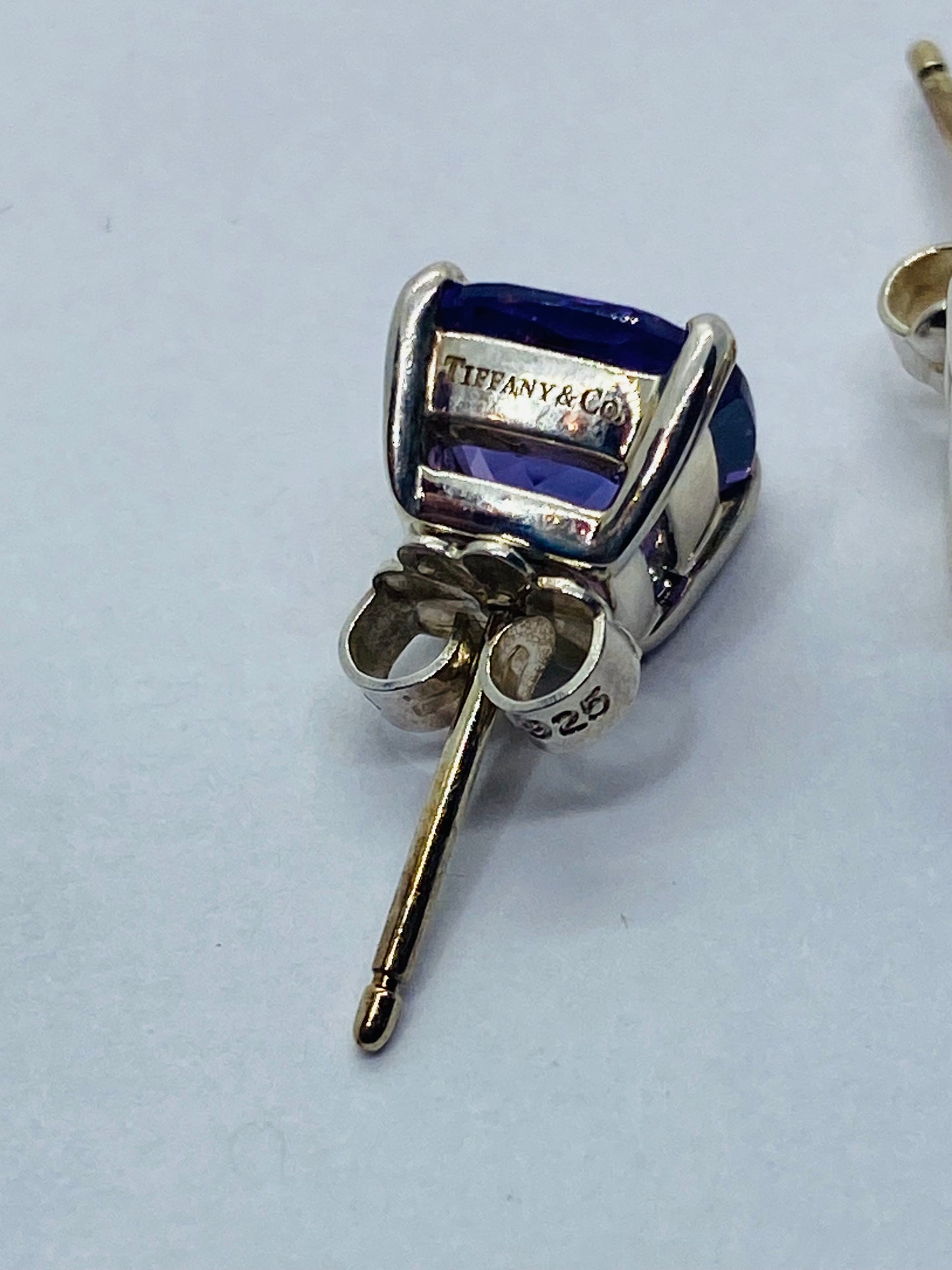 Tiffany & Co. Sparklers Cushion Shape Amethyst Sterling Silver Stud Earrings