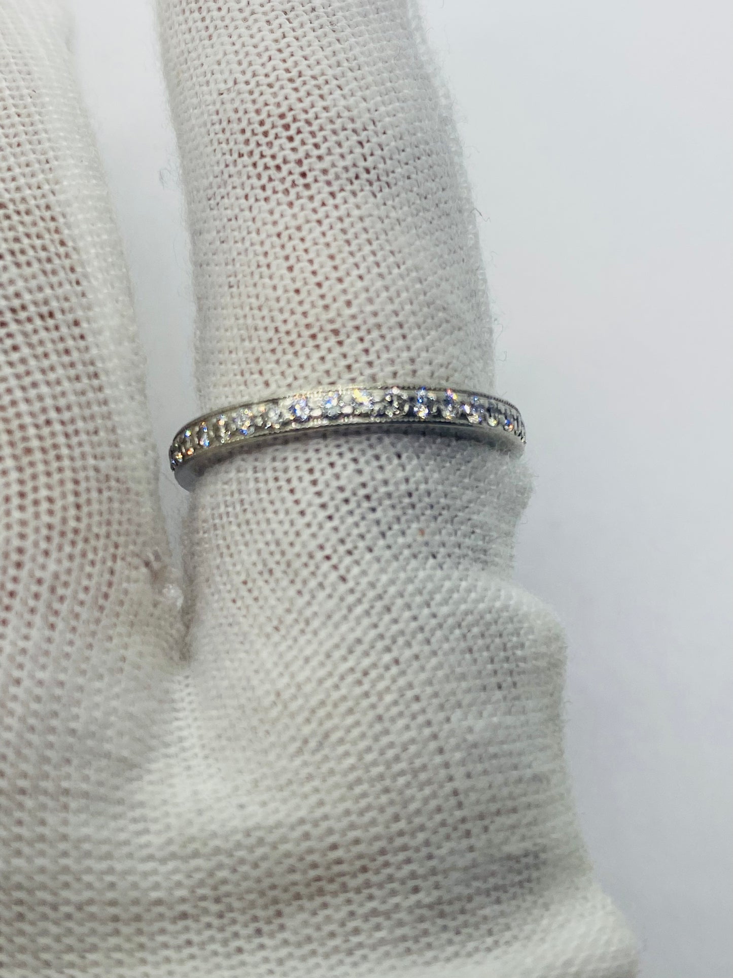 $3900 TIFFANY & CO. PLATINUM ROUND DIAMOND ETERNITY FROM LEGACY .36CT 2MM