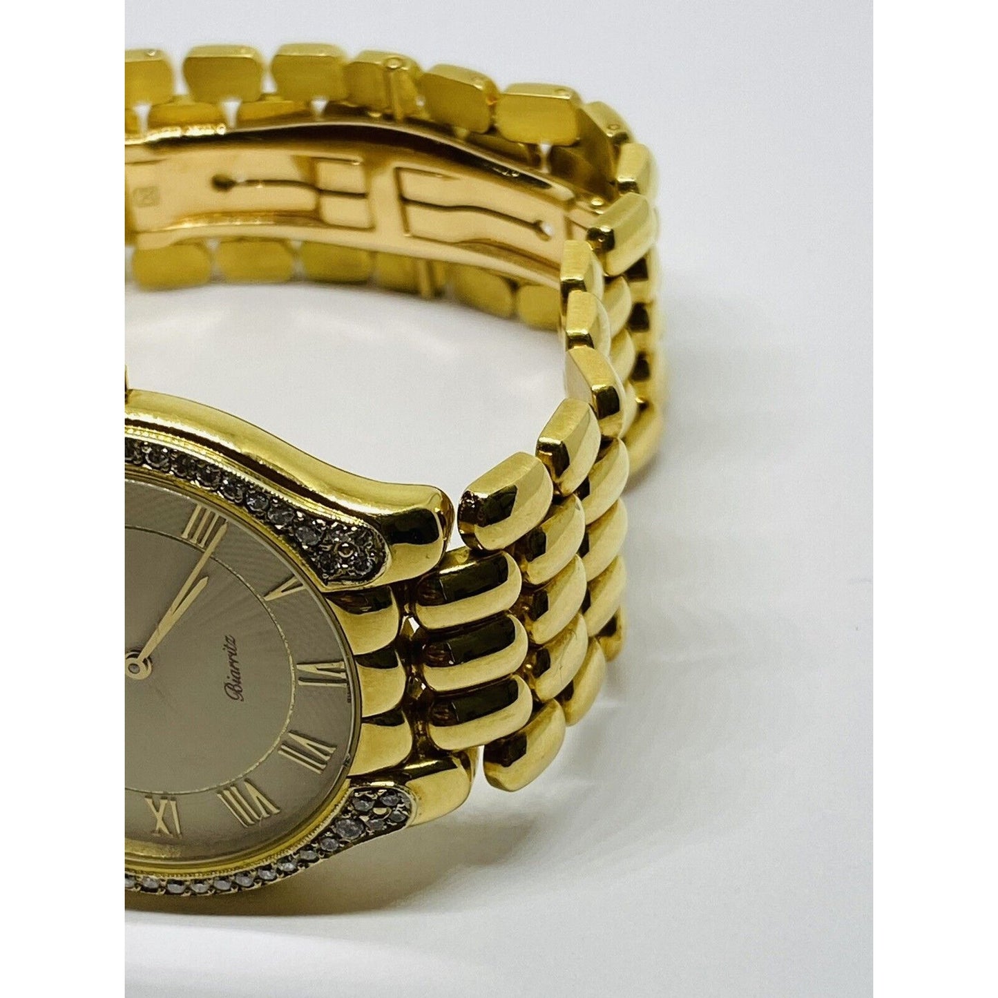 Solid 18k Yellow Gold JUVENIA Unisex Watch with Diamonds 101 grams 33mm ACCURATE