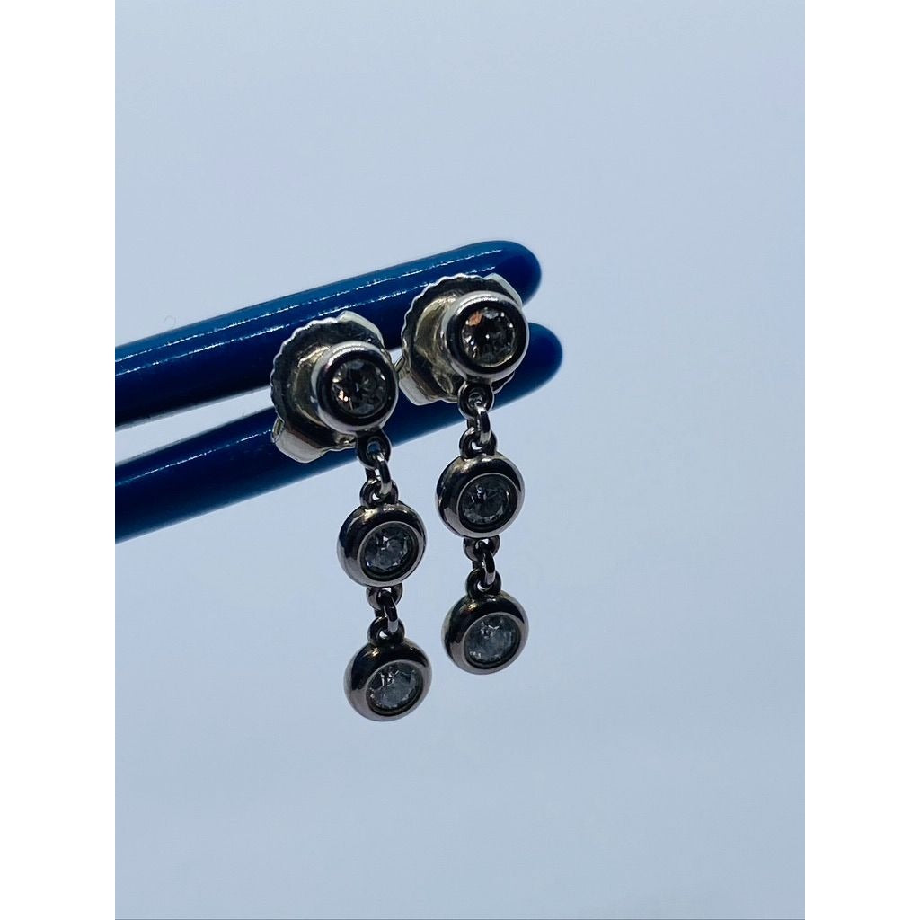 Authentic Diamonds by the Yard Drop Earrings Sterling Silver 925 .30