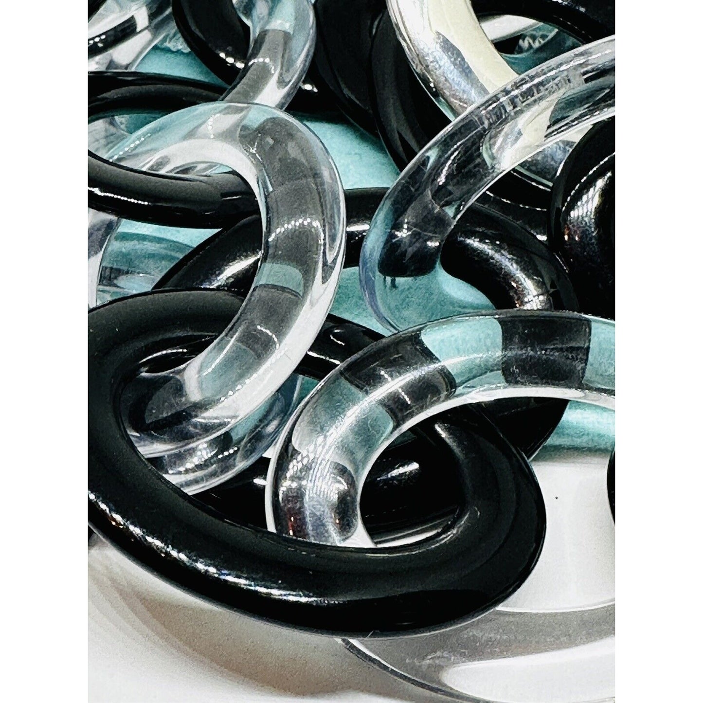 Tiffany & Co Huge Sterling Silver Paloma Picasso Black Clear Loop Necklace Resin