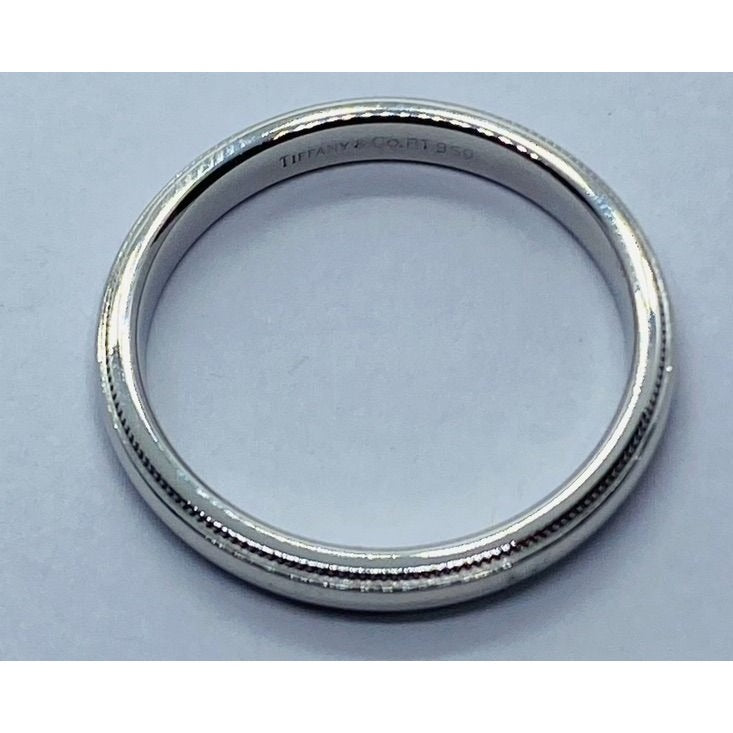 Tiffany & Co Platinum 950 3mm Double milgrain band ring 6.4 grams - Size 9