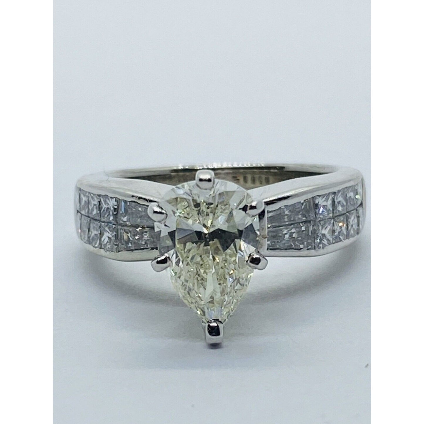 GIA PEAR CUT 1.62 ENGAGEMENT RING 18K WHITE GOLD SIZE 6 2.82 TCW