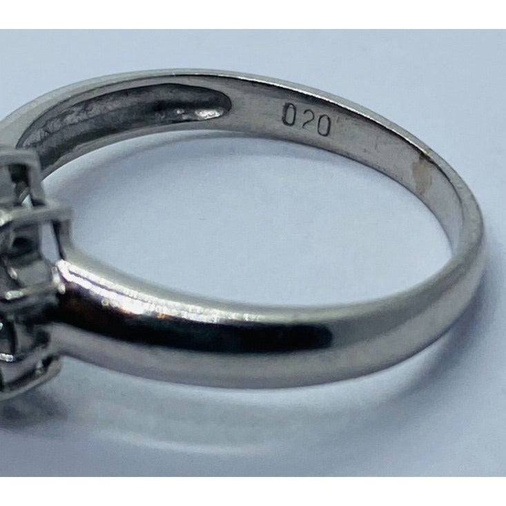 Solid Platinum 900 Navy Sapphire Diamond Halo Ring - 2.7 gms, Sz 5 , .40 TCW