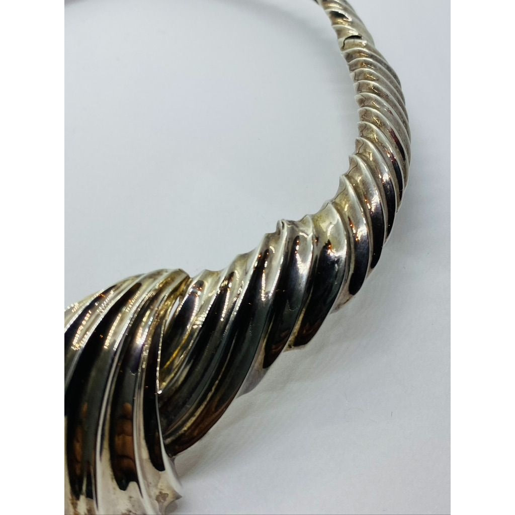 Tiffany & Co Very Rare Ribbed Collar Necklace Sterling Silver 17" Vintage READ