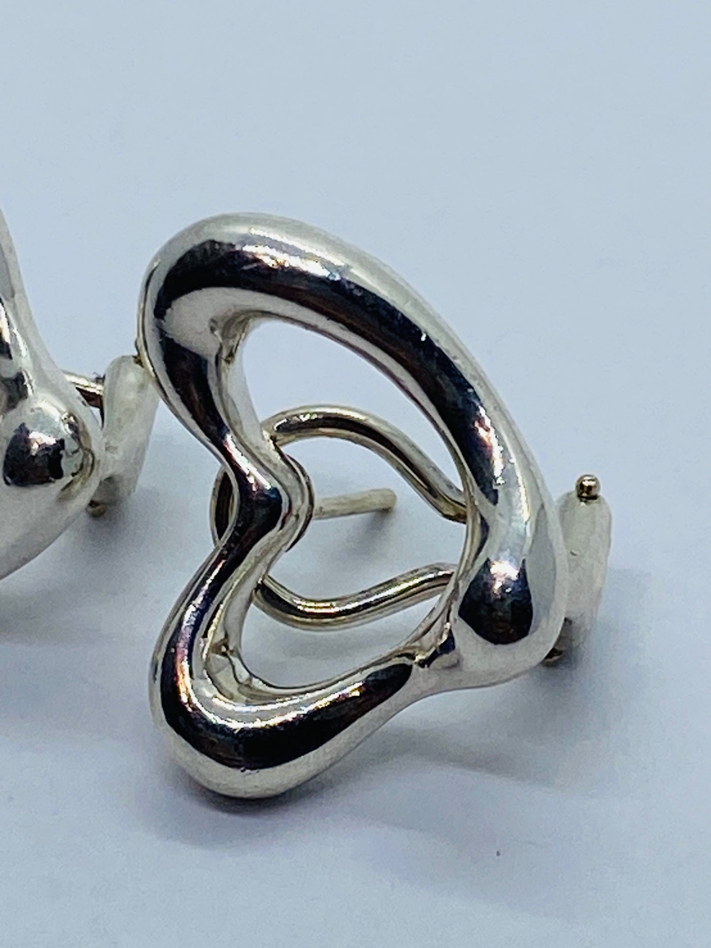 Tiffany & Co RARE Silver 925 Elsa Peretti Open Heart Clip On Earrings 18K Post
