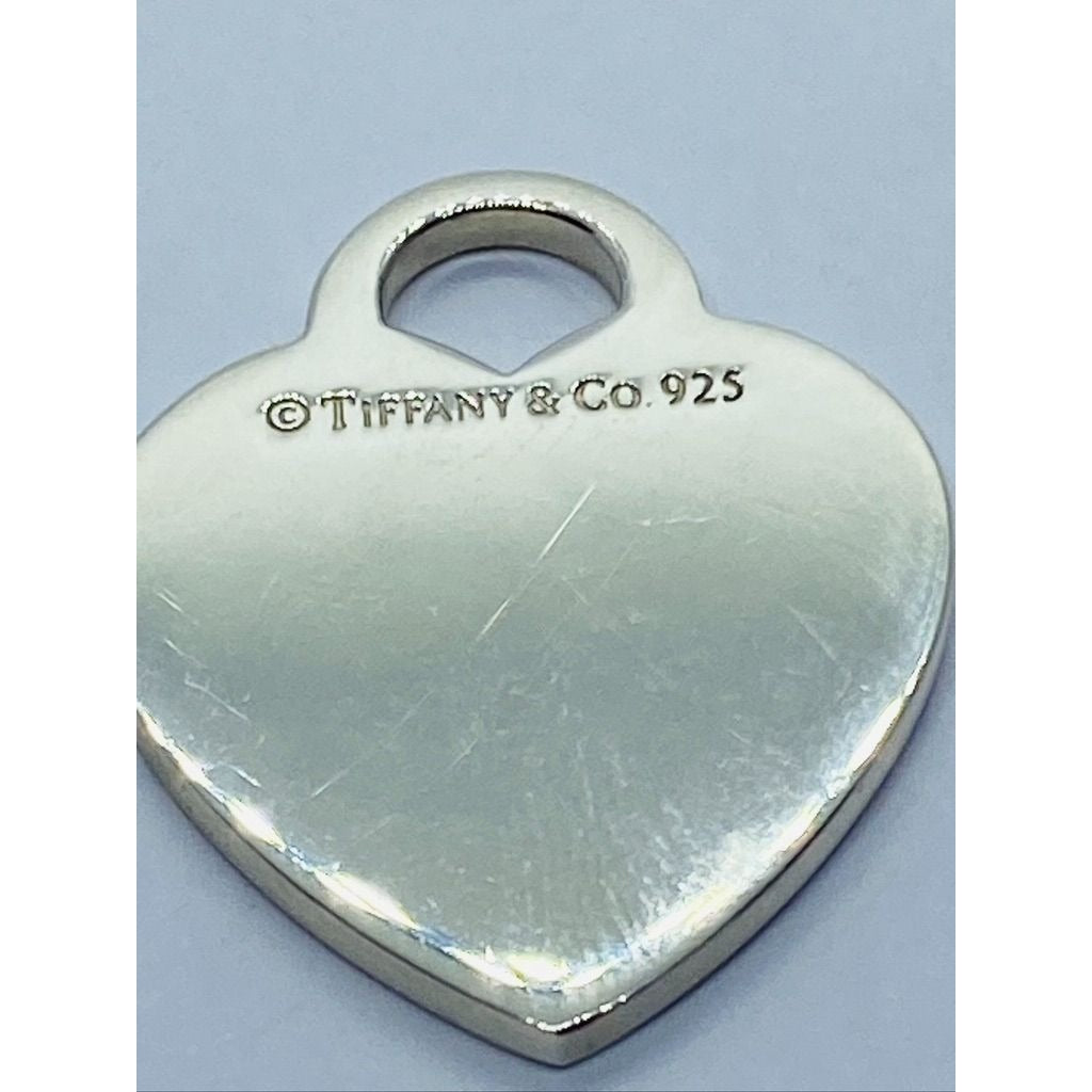 Tiffany & Co Sterling Silver Engravable Blank Heart Tag Charm Pendant