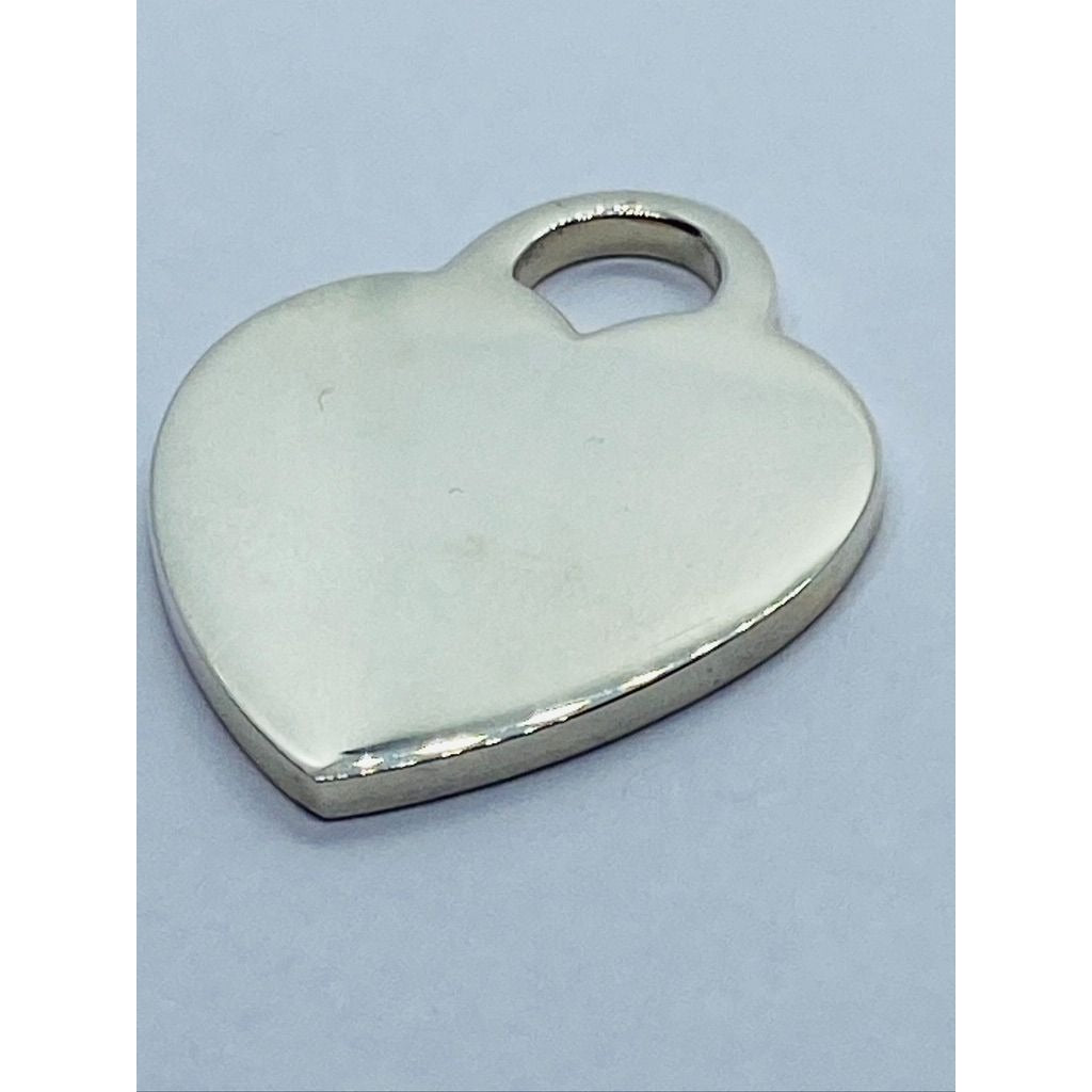 Tiffany & Co Sterling Silver Engravable Blank Heart Tag Charm Pendant
