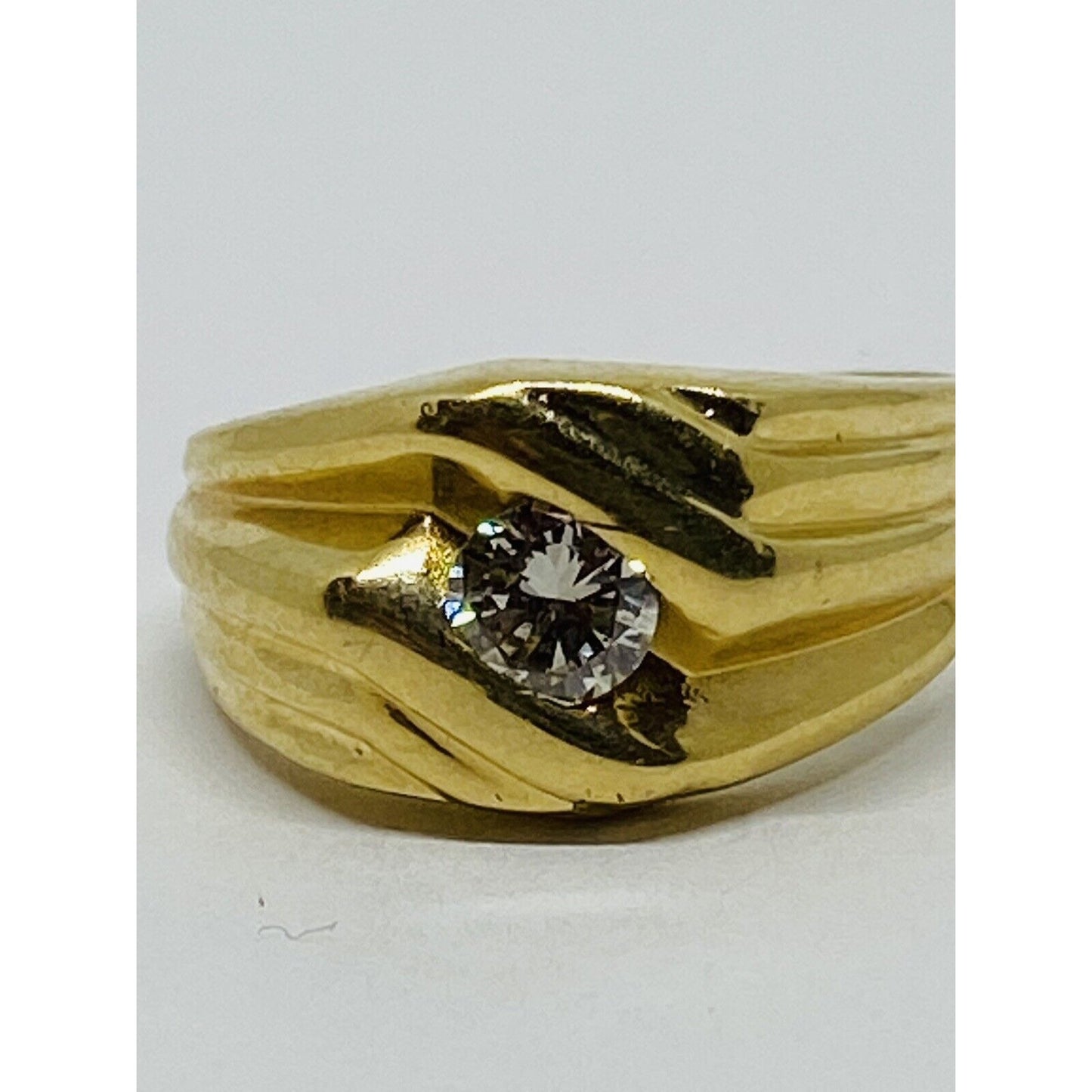 Mens 14k Yellow Gold 1/2 Ct Channel Set Diamond Solitaire Ring