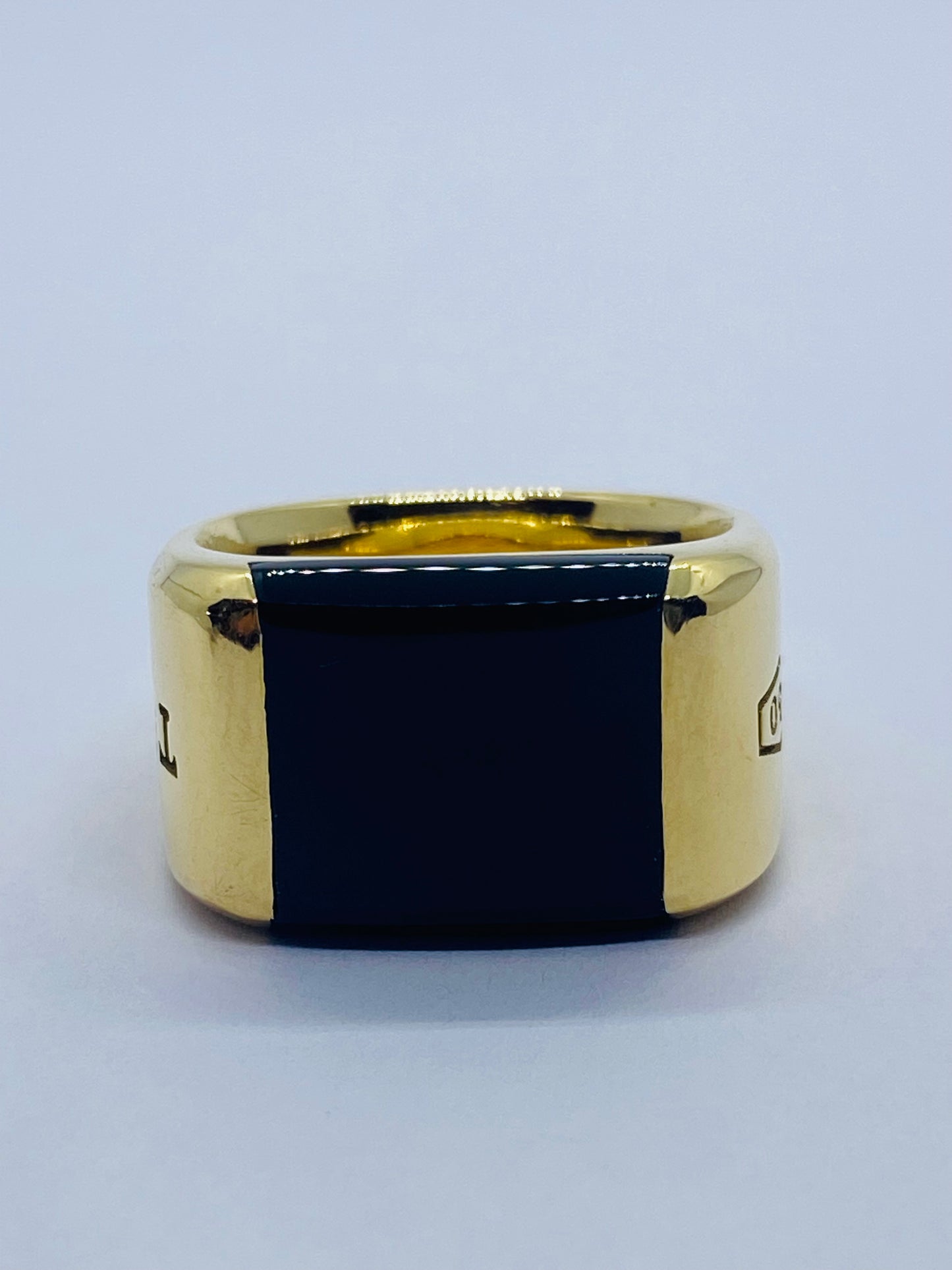 Tiffany & Co 1837 Makers Black Onyx Signet Men's Ring 18K Size 6. Mint