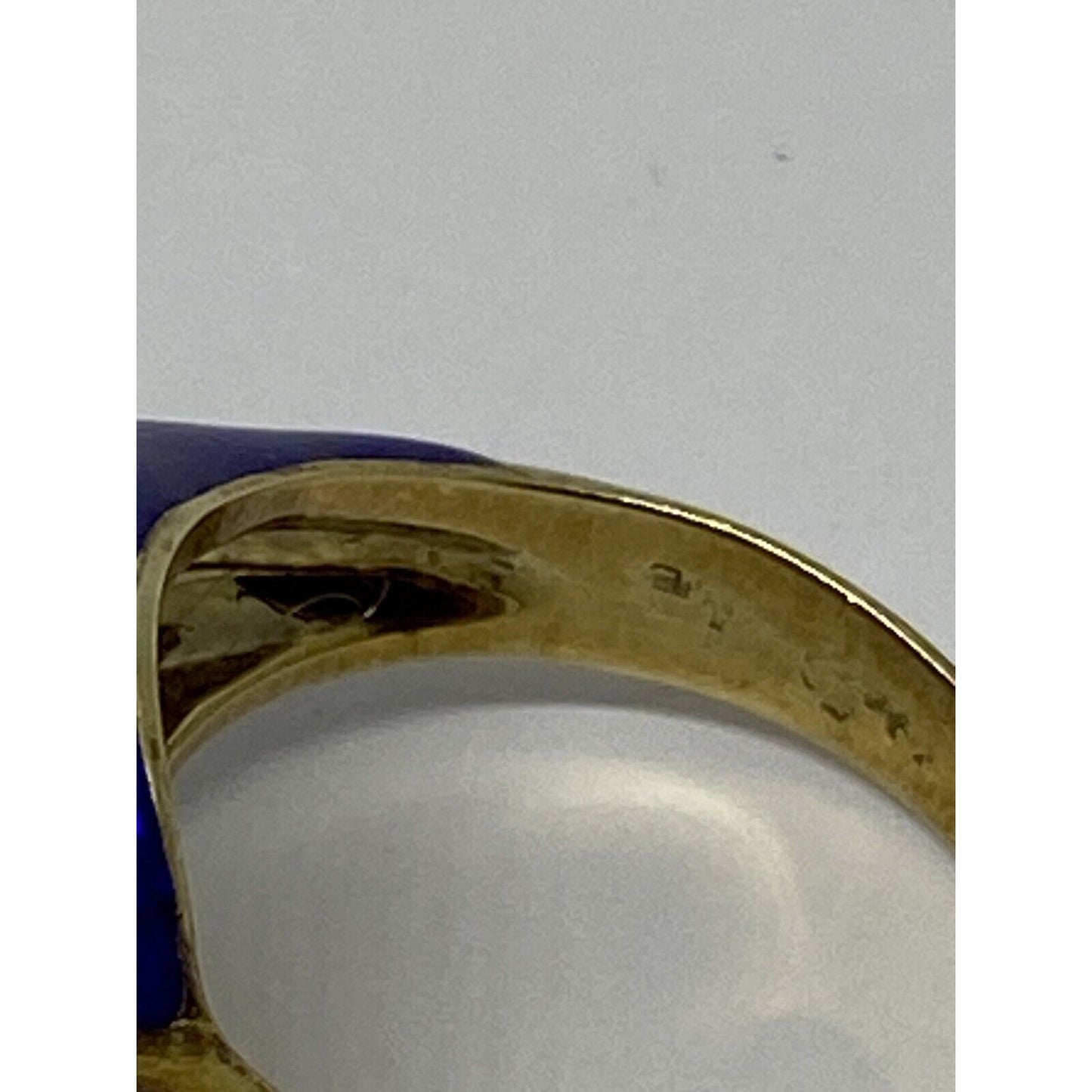 Vintage Pearl Ring Blue Green Enamel 14K Yellow Gold Estate Retro 7.5mm Pearl