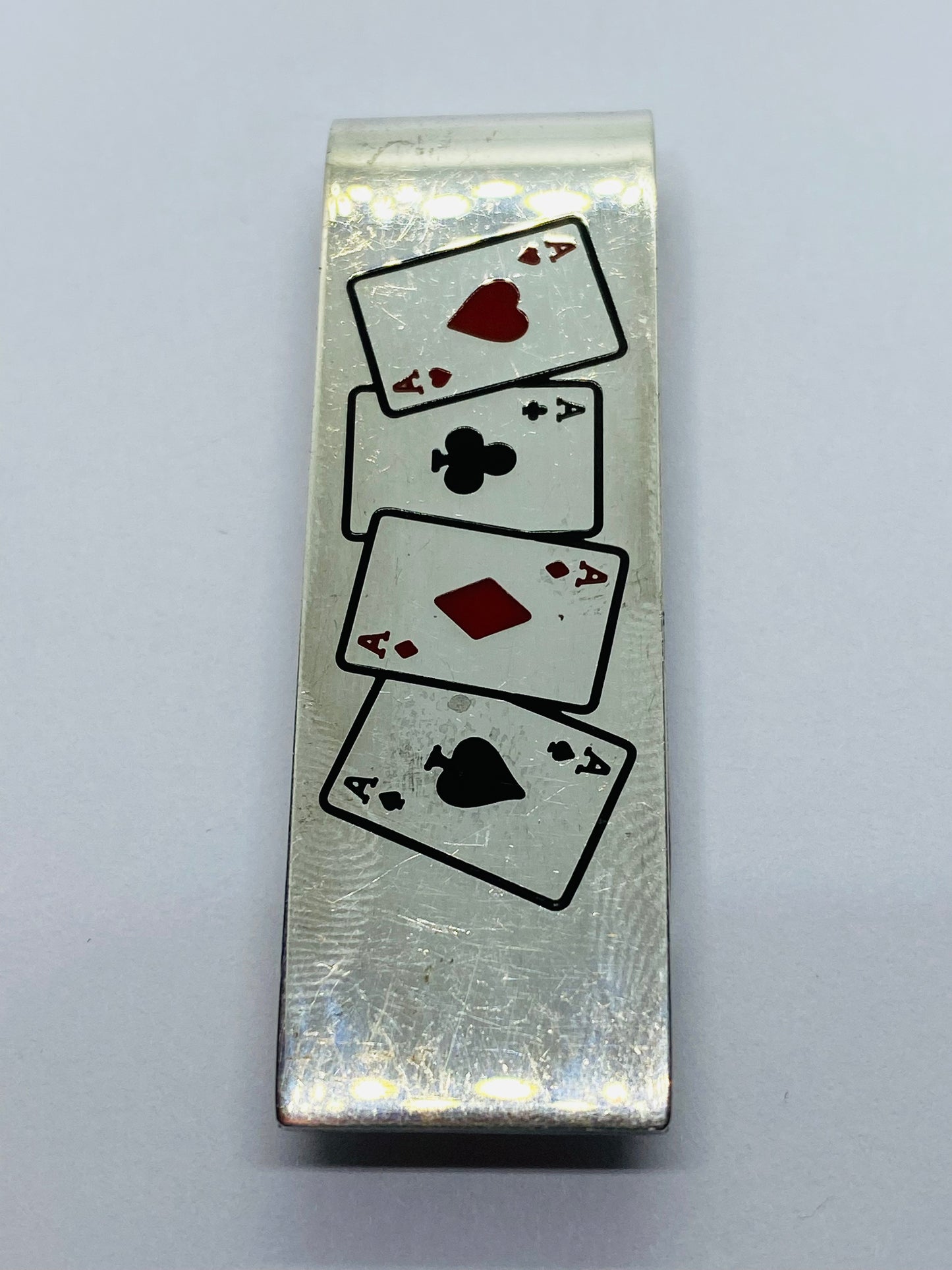 Tiffany & Co Diamond Ace Spade Heart Silver Enamel Poker Card Money Clip