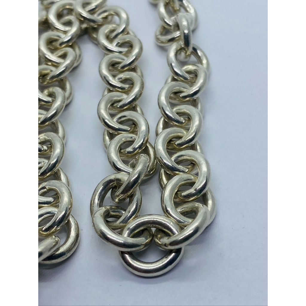 Tiffany & Co 16" Silver Round Link Rolo Chain Necklace Mens Unisex