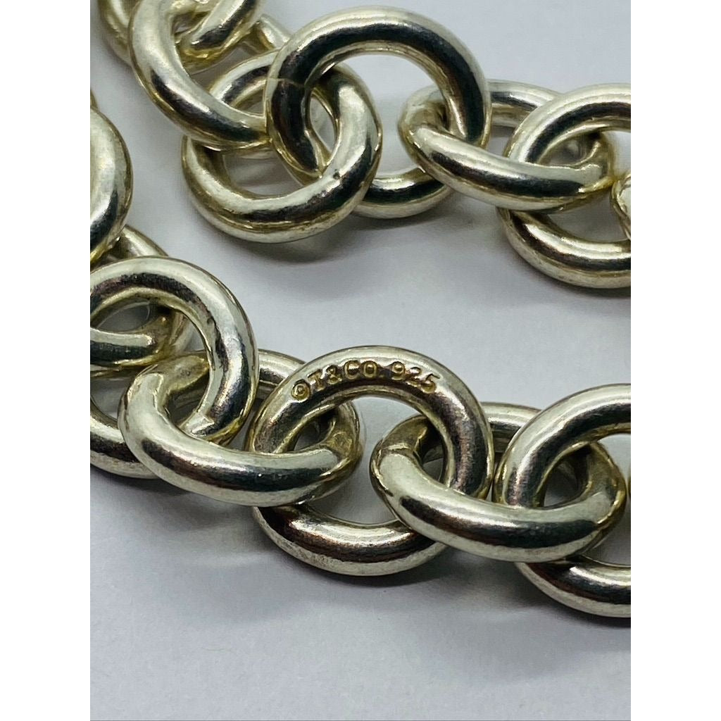 Tiffany & Co 16" Silver Round Link Rolo Chain Necklace Mens Unisex
