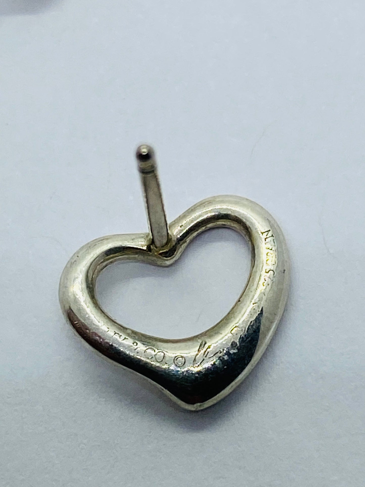 Tiffany & Co. Peretti Sterling Silver 14K Posts 5/8" Open Heart Original Backs