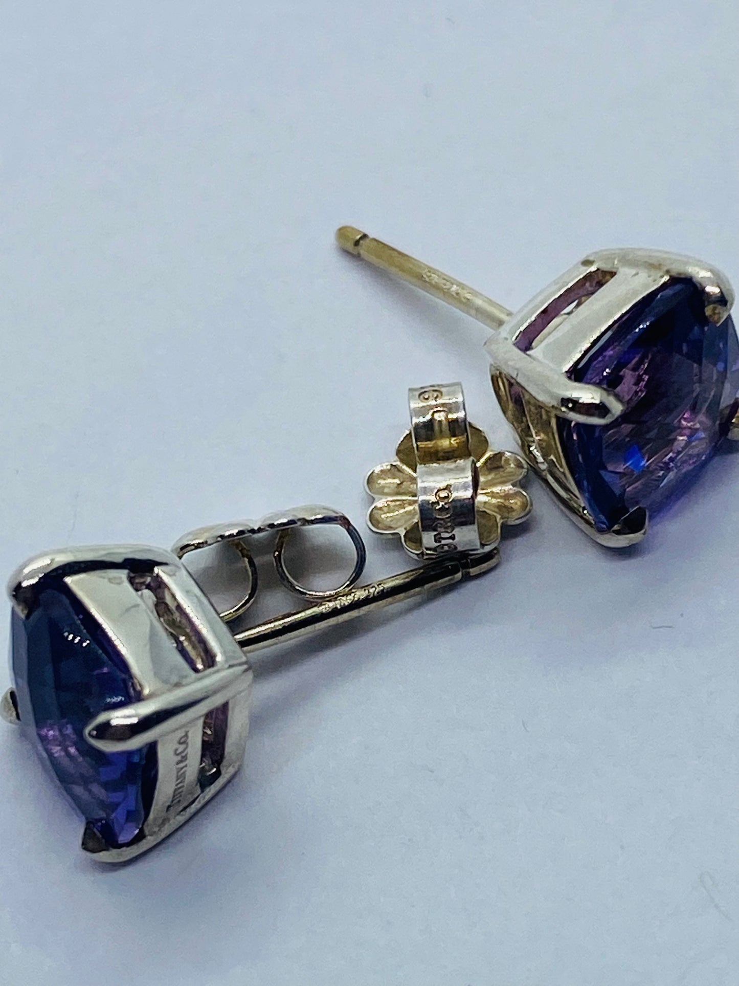 Tiffany & Co. Sparklers Cushion Shape Amethyst Sterling Silver Stud Earrings