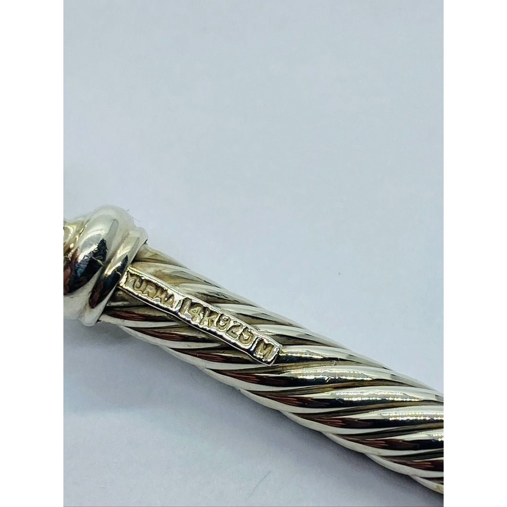 David Yurman Sterling Silver & 14k Yellow Gold Choker Collar Necklace 5MM