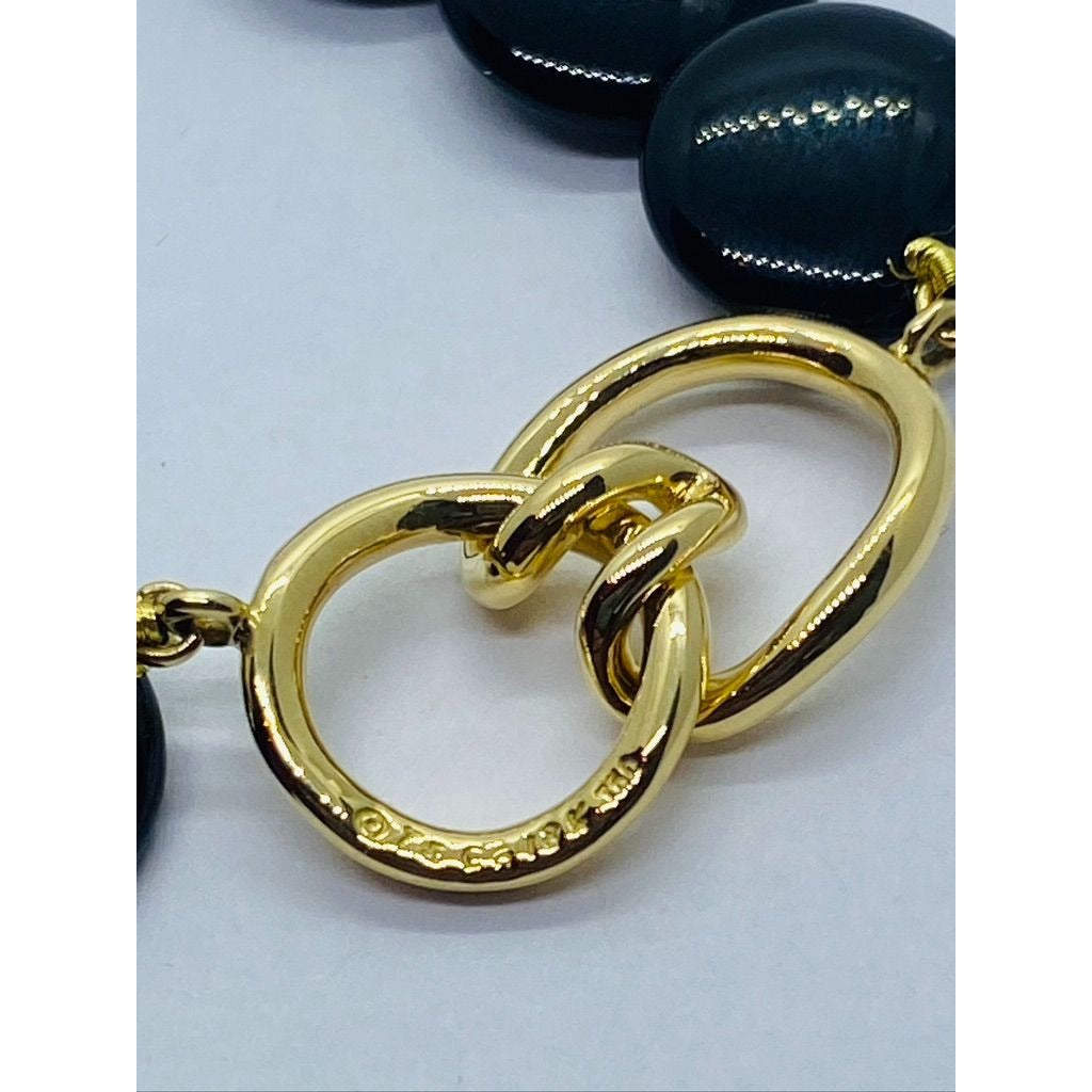 Tiffany & Co. 18k Yellow Gold Black Onyx Angela Cummings Lentil Necklace 14.5"