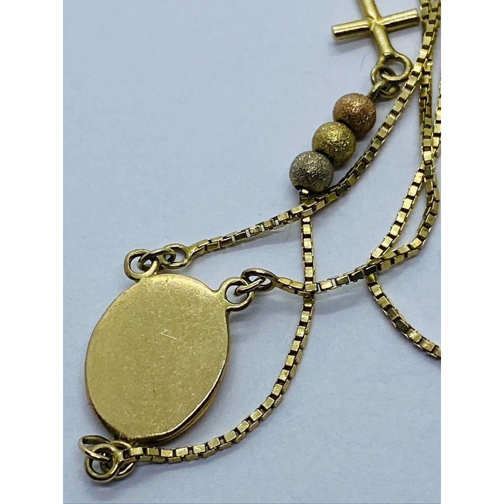 14K Tricolor Rosary 19.25" Religious
