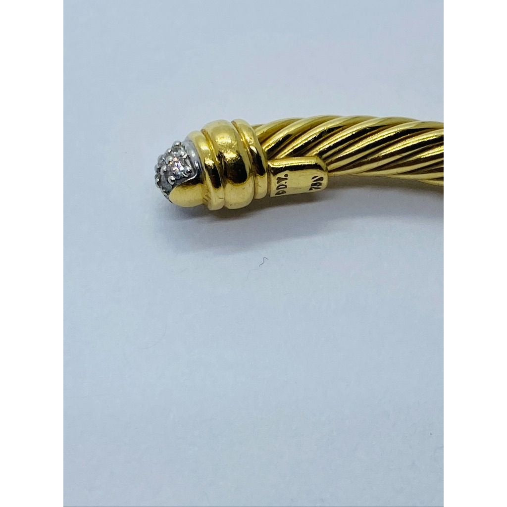 DAVID YURMAN 18K YELLOW GOLD AND DIAMOND CLASSIC CABLE BANGLE Bracelet