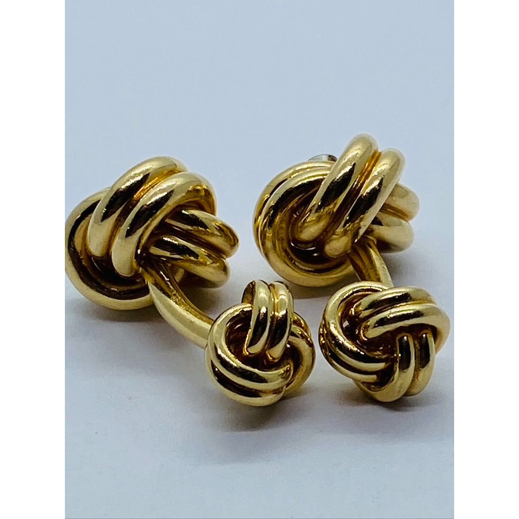 Vintage Cartier Men's 14K Yellow Gold Diamond Rope Cufflinks .22TCW