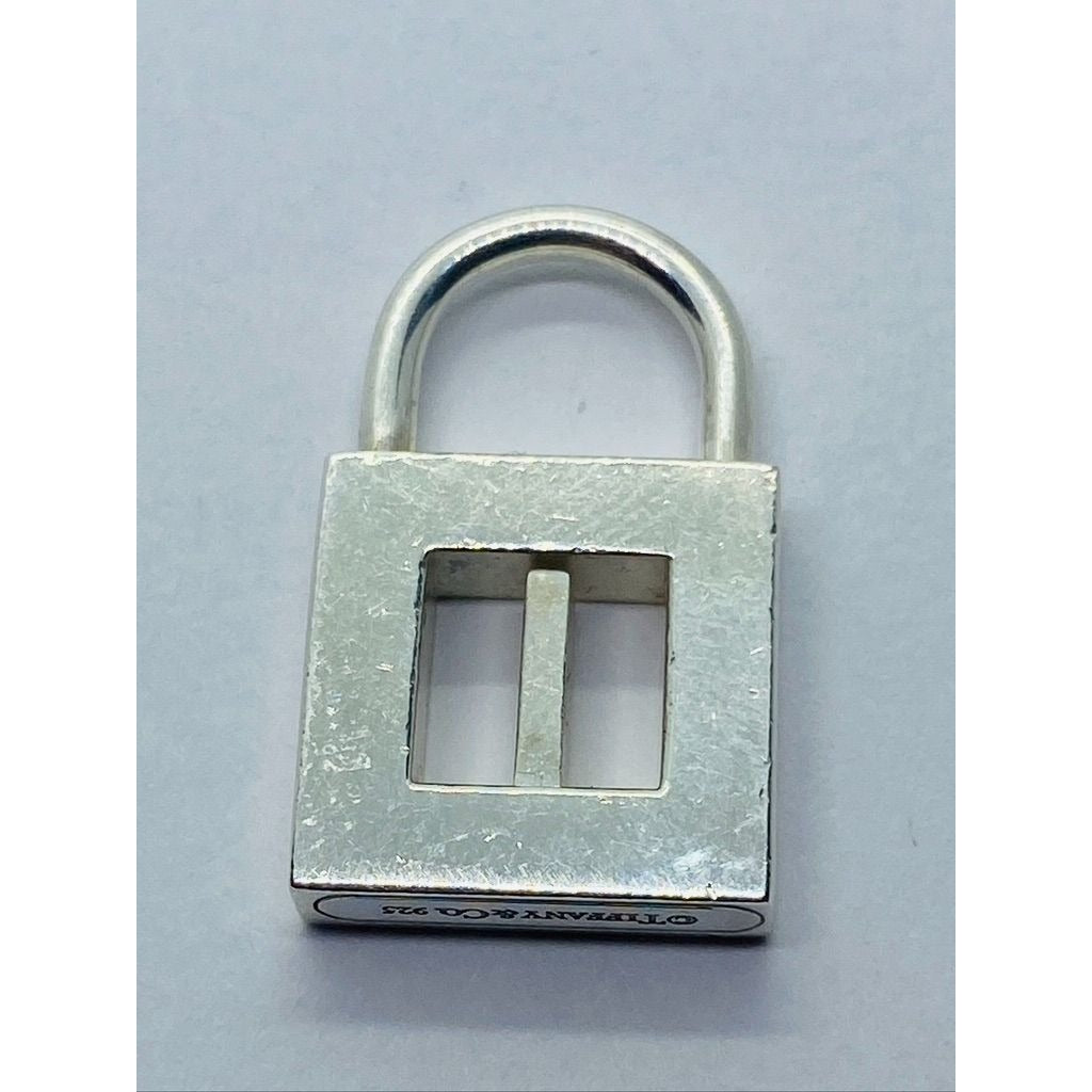 Tiffany & Co. Sterling Letter i Padlock Pendant Charm Opens Closes Normally