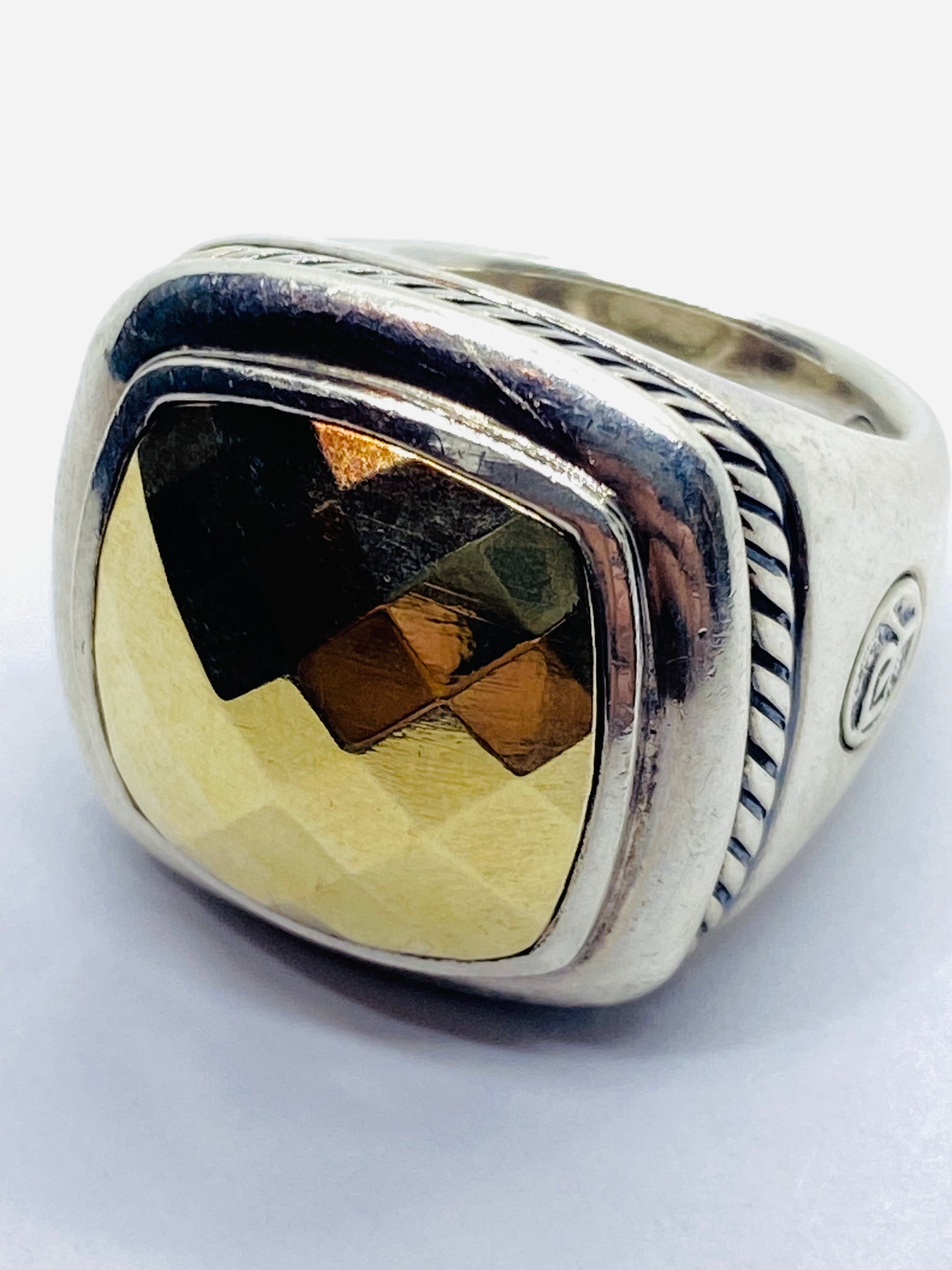 David Yurman Albion Faceted Dome Ring in 18kt Gold/Sterling Size 6