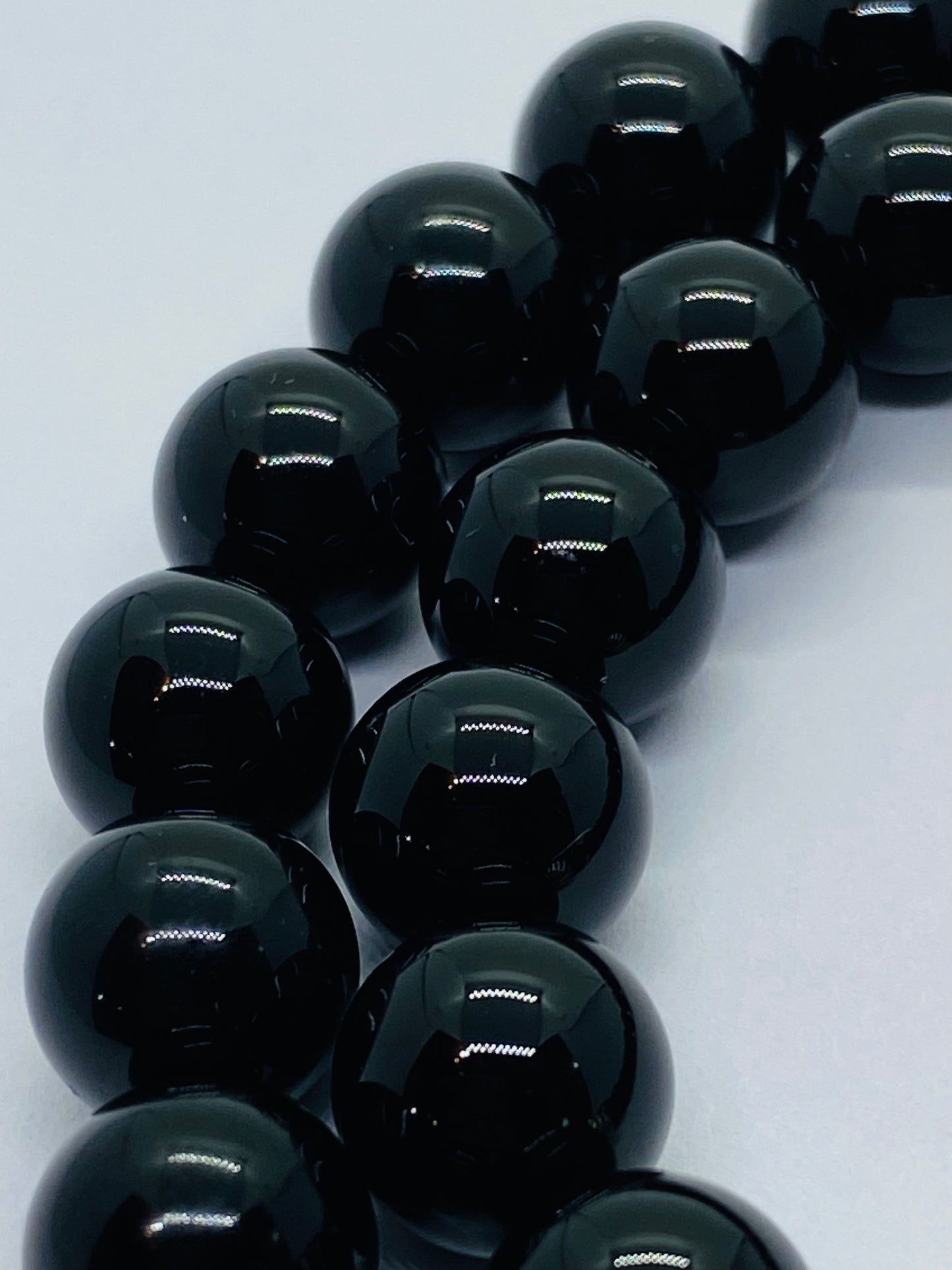 Tiffany & Co. Necklace Black Onyx Ball Beaded Sterling Silver 16.5" Long