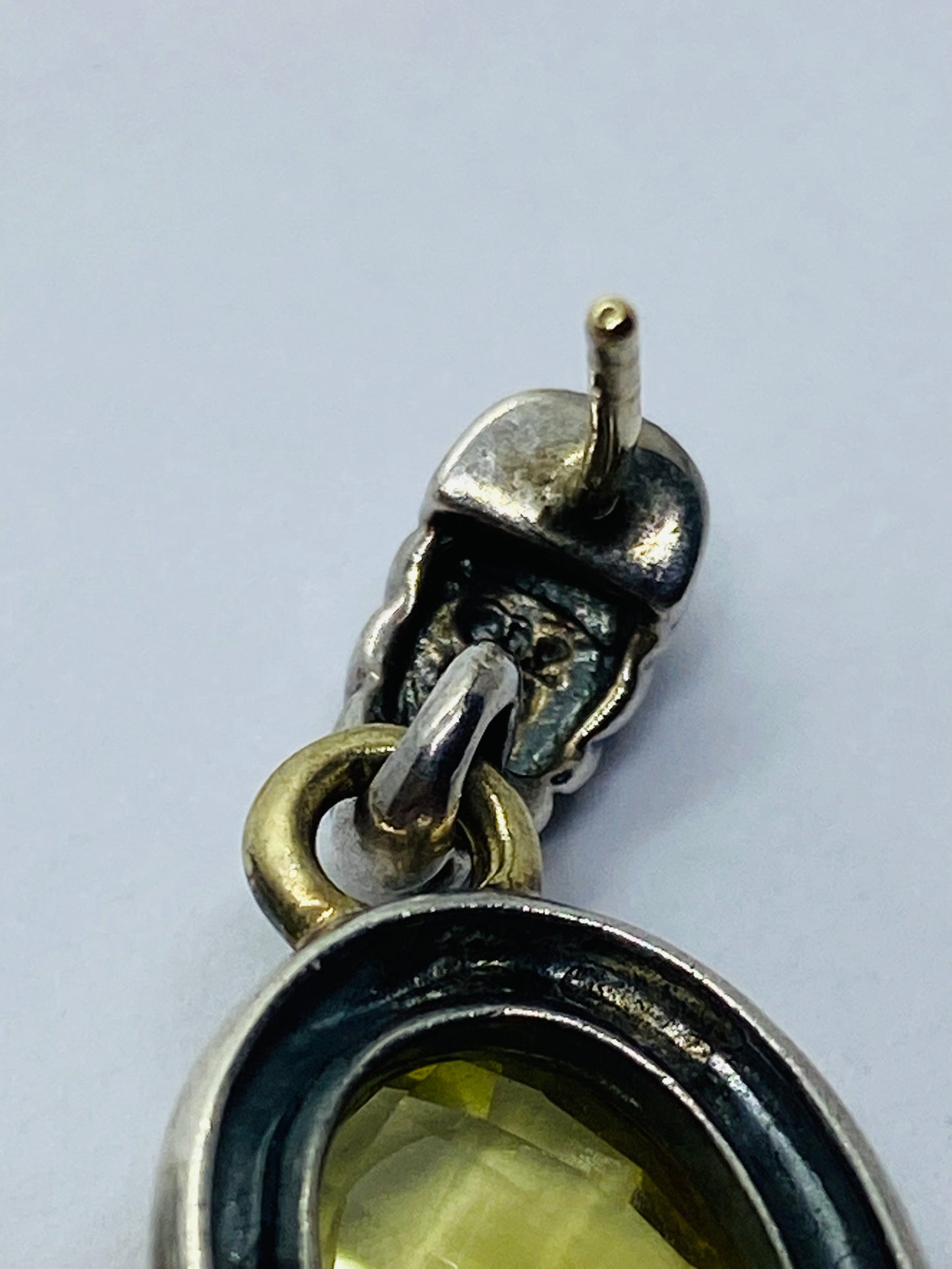 DAVID YURMAN STERLING SILVER 18K YELLOW GOLD OVAL LEMON CITRINE DROP DANGLE