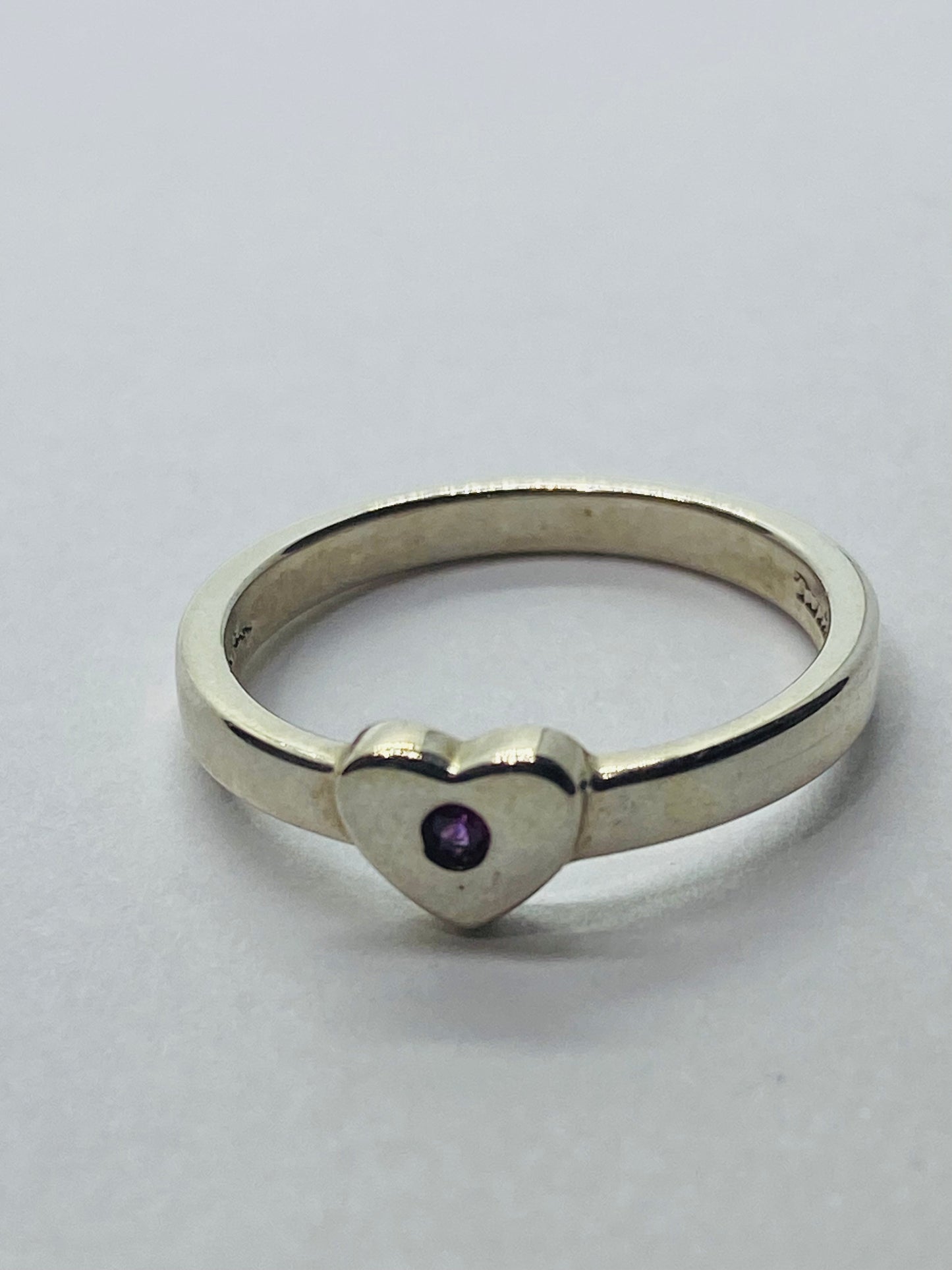 Tiffany & Co Silver Picasso Pink Sapphire Heart Ring Size 4.5 With Box