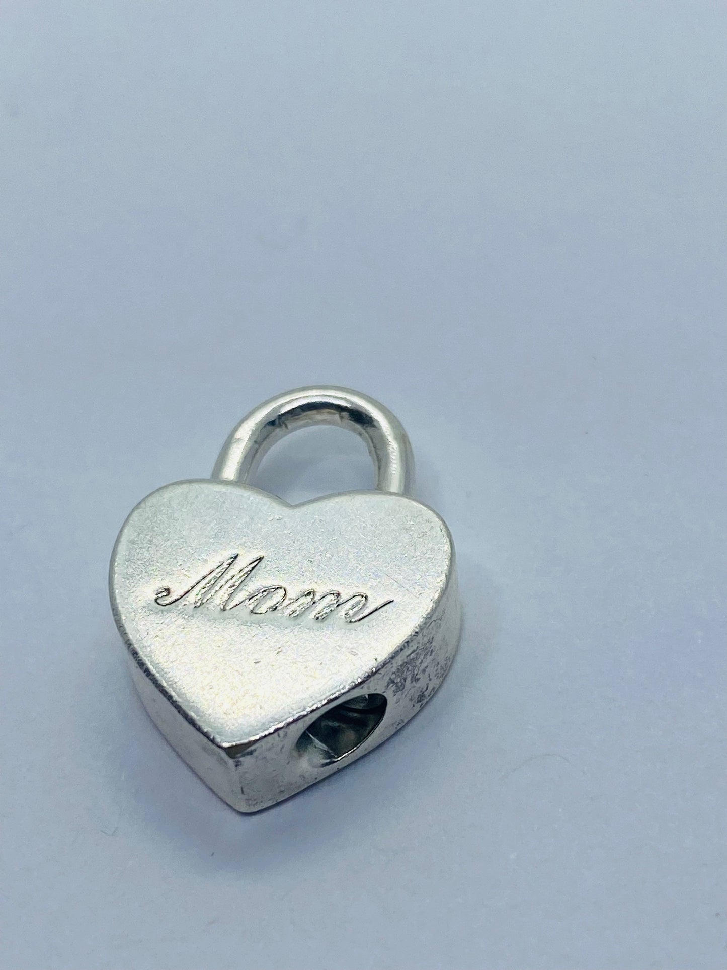 Tiffany & Co Silver Mom Heart Padlock Charm Pendant