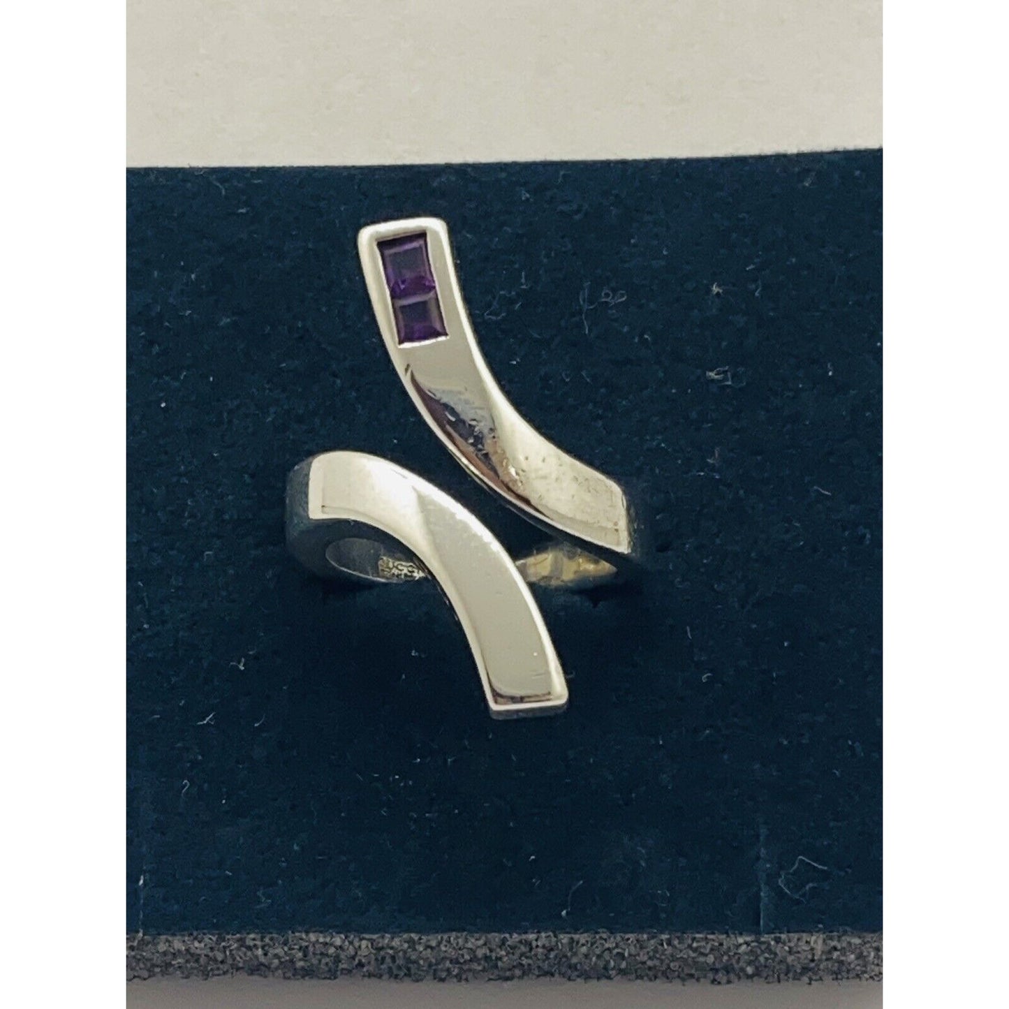 Gucci Amethyst Square Cut Sterling Silver Twirl Ring SIZE 6