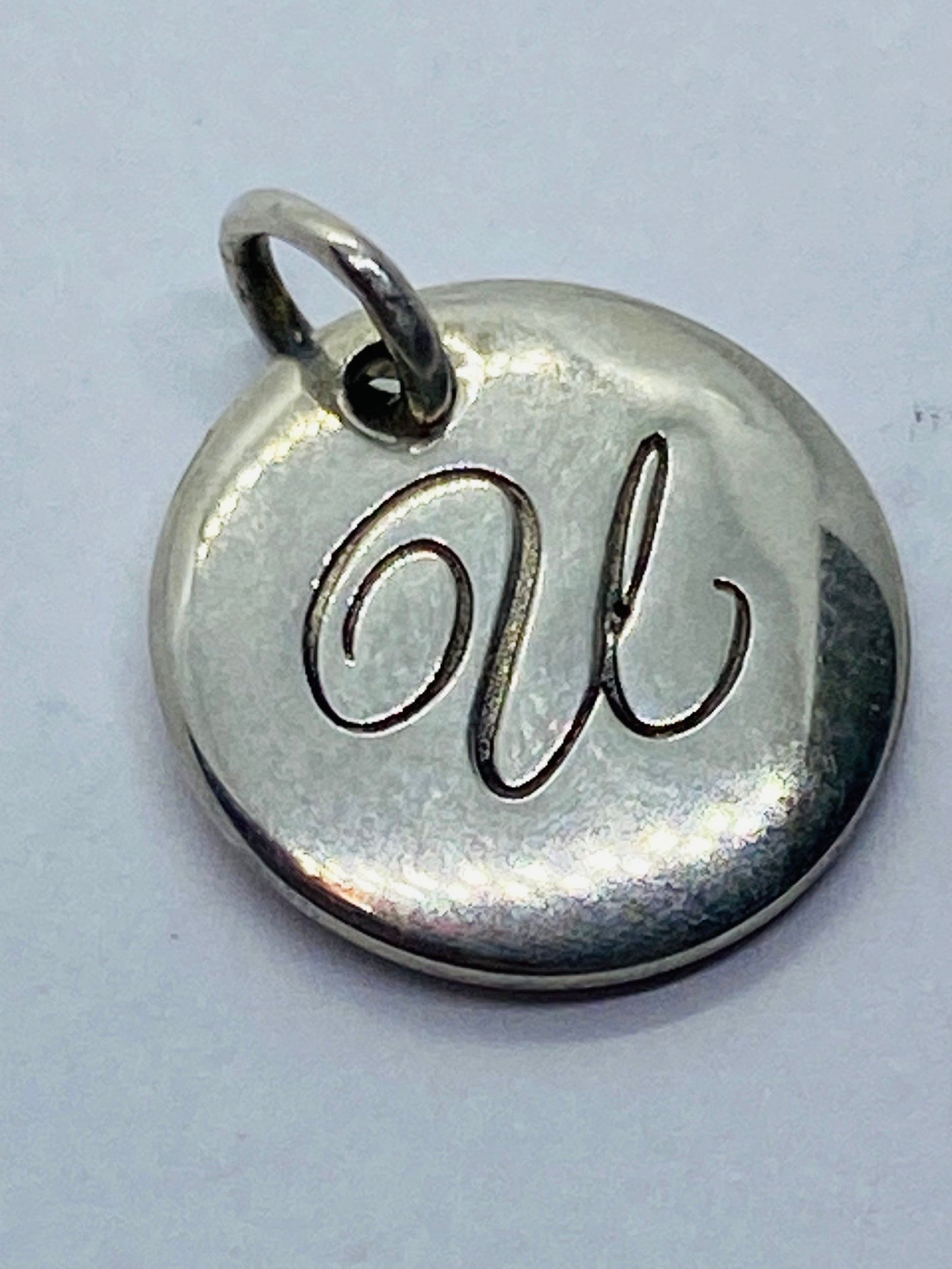 NEW Tiffany Letter U Notes Alphabet Disc Charm Initial Pendant in Silver