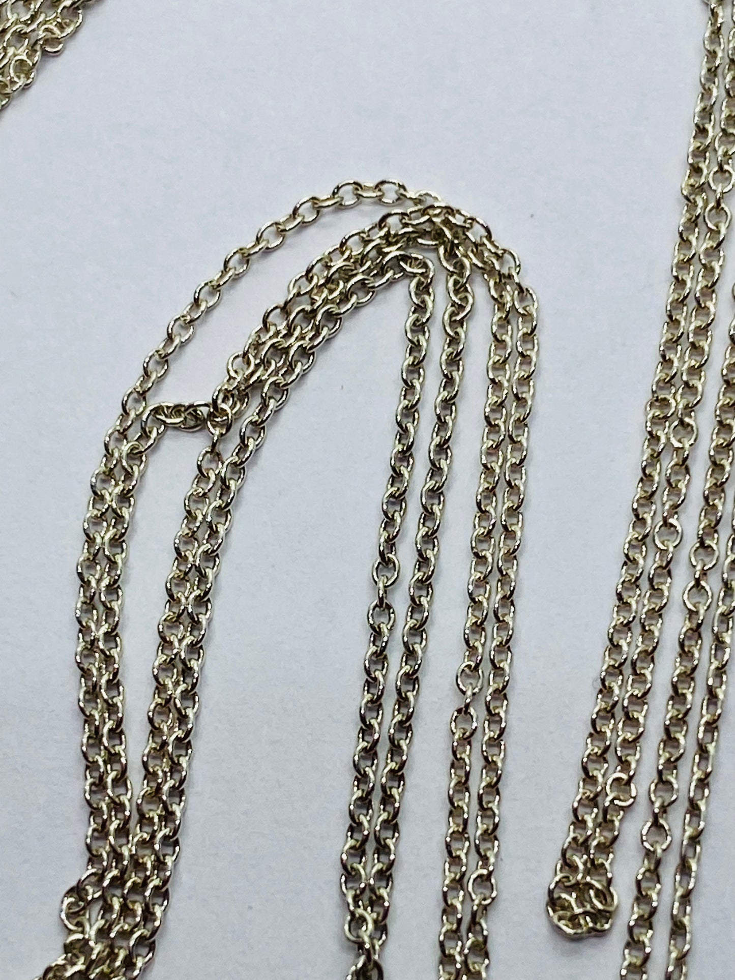 35" Tiffany & Co Sterling Silver 1mm Link Chain Necklace with Lobster Clasp
